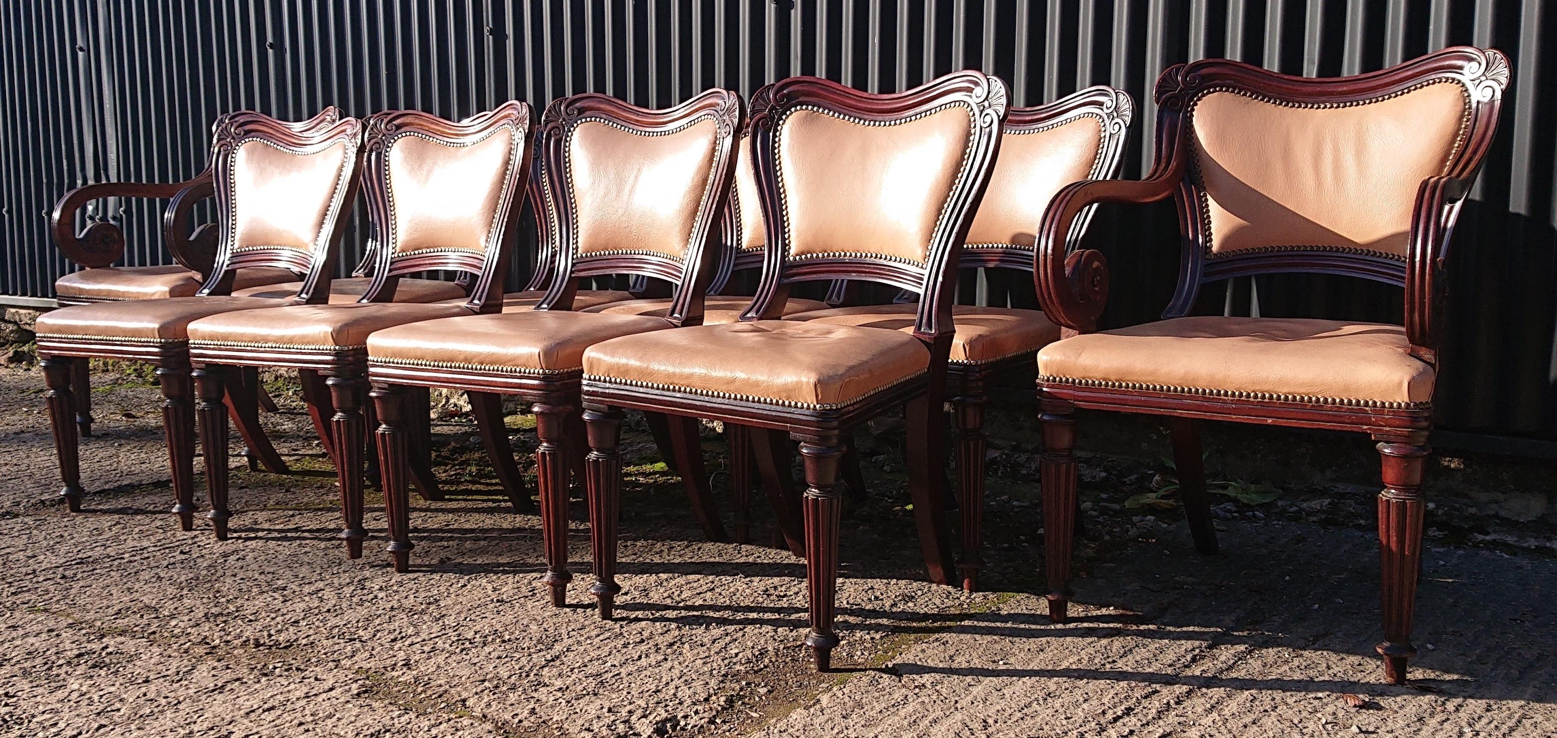 19th Century Set of Ten Antique Dining Chairs by Gillow of Lancaster and London For Sale