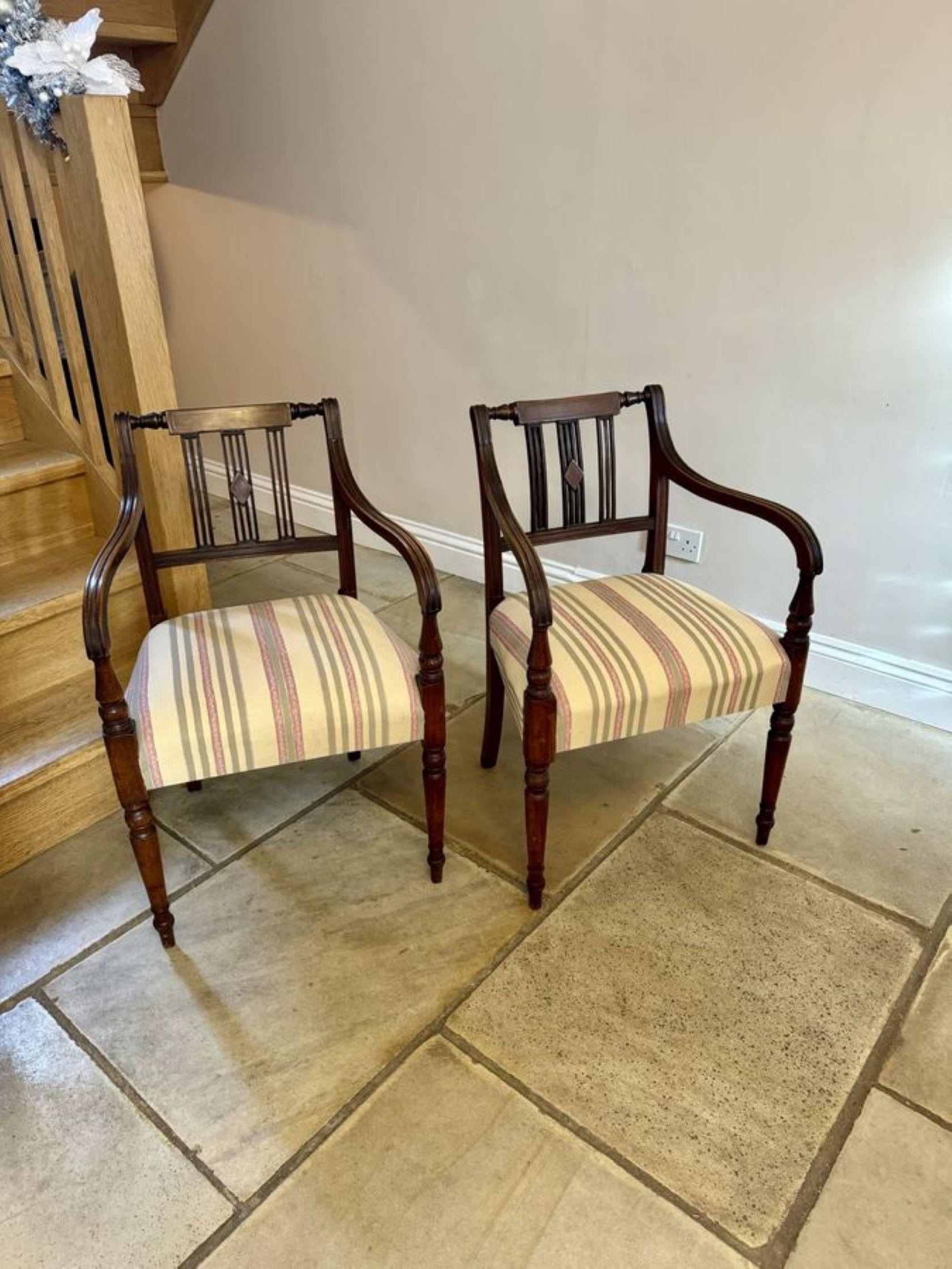 Set of ten antique George III quality mahogany inlaid dining chairs In Good Condition For Sale In Ipswich, GB