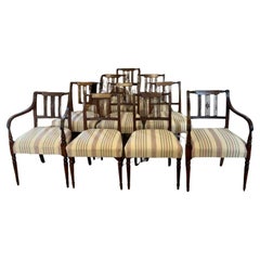 Set of ten Antique George III quality mahogany inlaid dining chairs