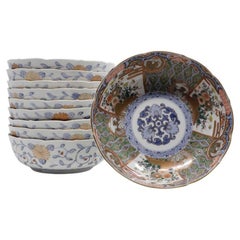Set of Ten Antique Japanese Imari Porcelain Bowls