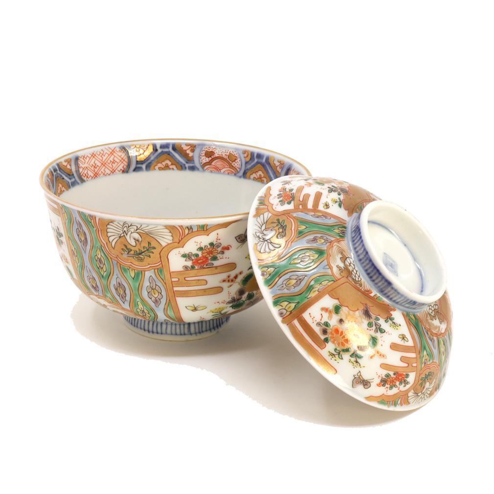 Meiji Ensemble de dix bols à soupe couverts anciens en porcelaine Imari Porcelain en vente