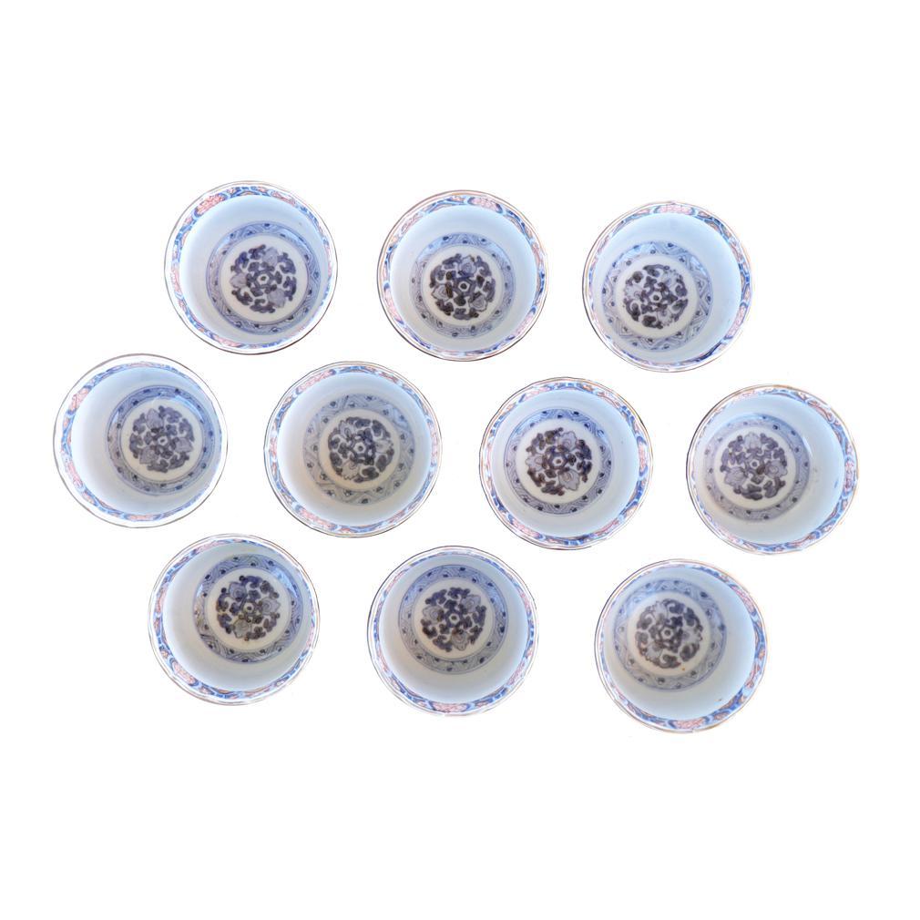 Satz von zehn antiken japanischen Imari Porcelain Tassen (Japanisch) im Angebot