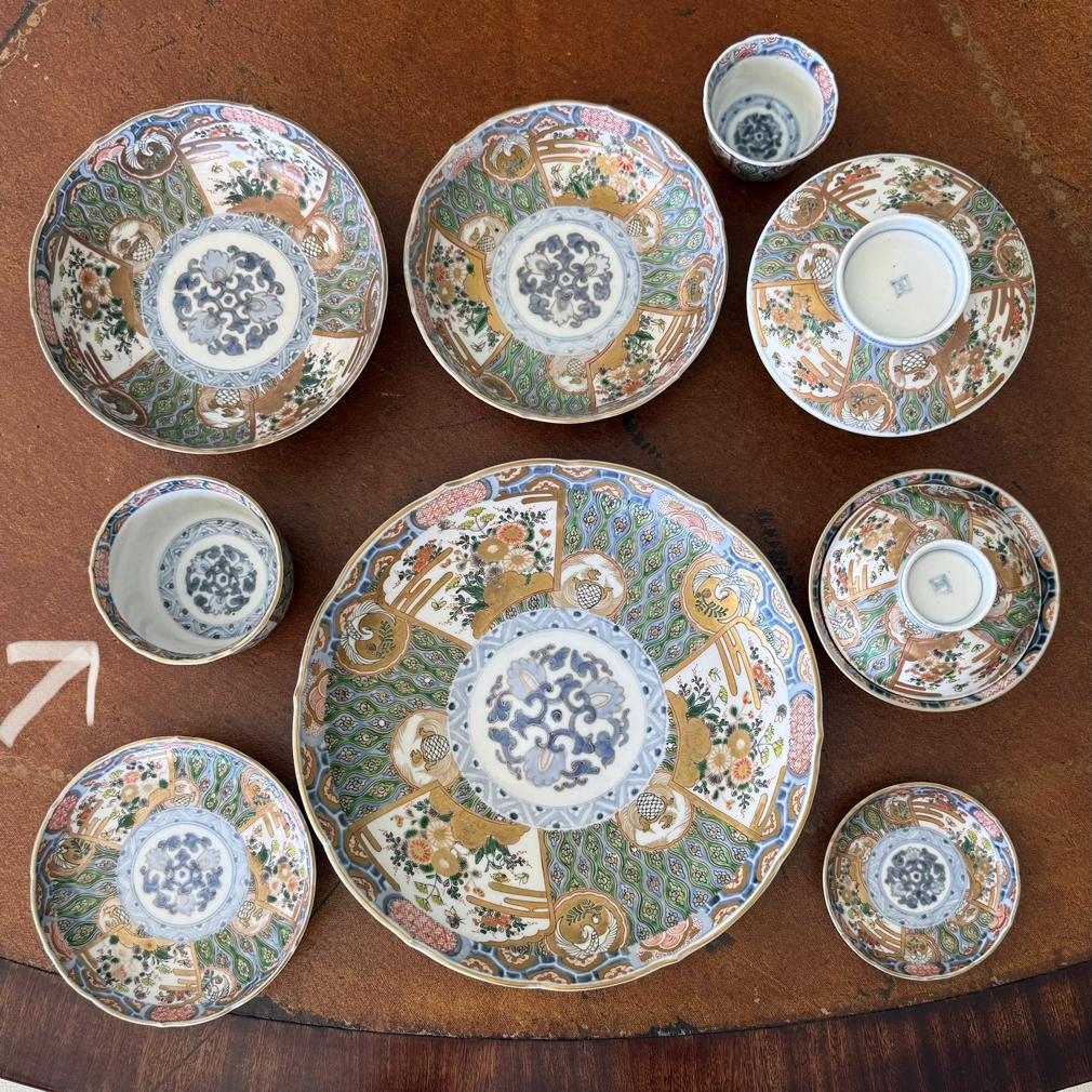 Satz von zehn antiken japanischen Imari Porcelain Tassen im Angebot 1