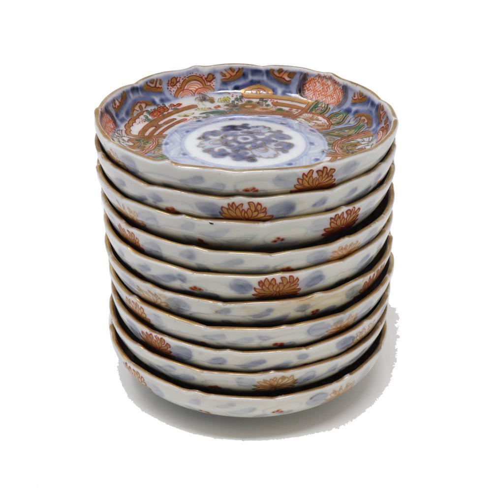 Début du 20ème siècle Ensemble de dix anciens plats à sauce soja en porcelaine japonaise Imari Porcelain en vente