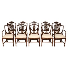 Set of Ten Antique Shield Back Dining Chairs