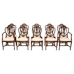 Set of Ten Antique Shield Back Dining Chairs
