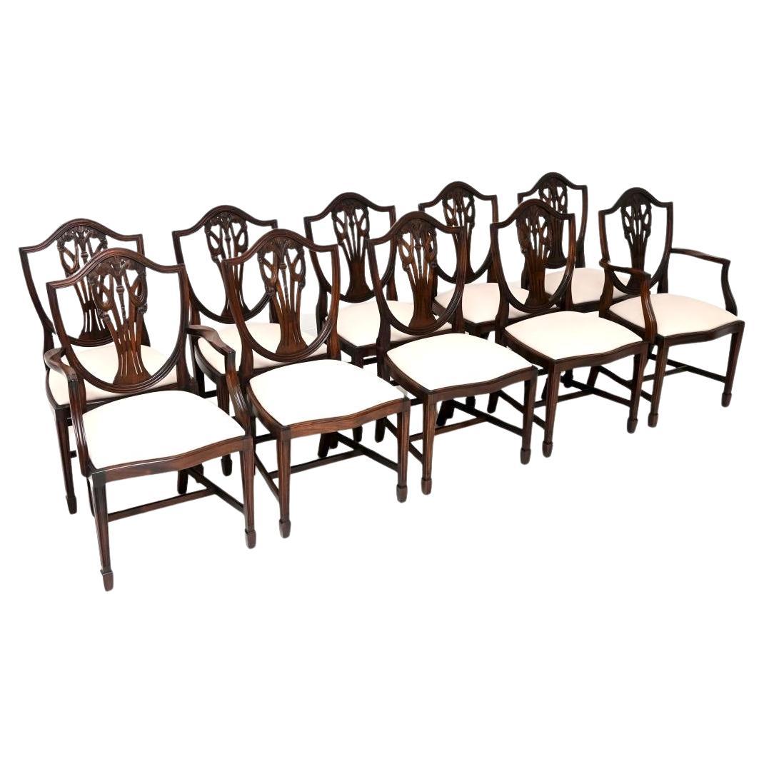 Set of Ten Antique Shield Back Dining Chairs
