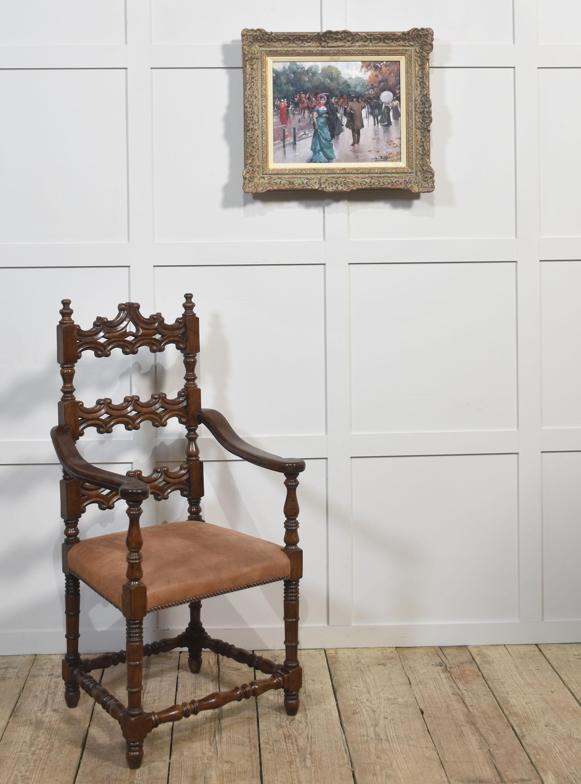 Set of Ten Antique Walnut High-Back Dining Chairs For Sale 7