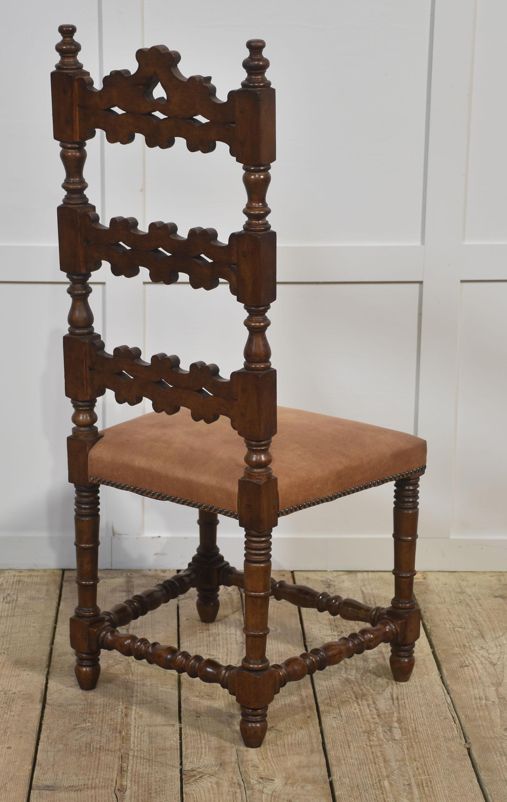 Set of Ten Antique Walnut High-Back Dining Chairs For Sale 4