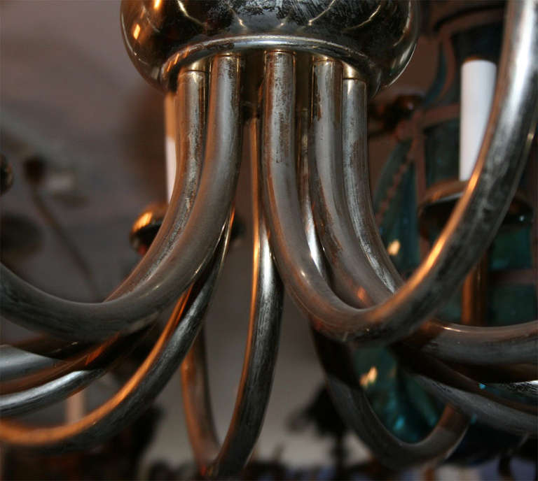Argentato Lampadario Moderno placcato in argento in vendita