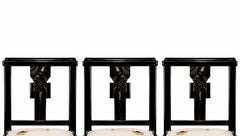 Set of Ten Art Deco Black Lacquer Chairs, 20th Century