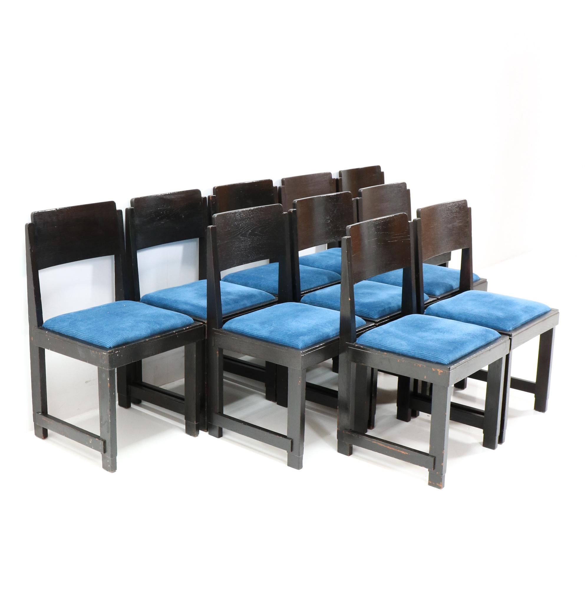 Set von zehn modernistischen Art-Déco-Esszimmerstühlen von Frits Spanjaard, 1920er Jahre (Lackiert) im Angebot