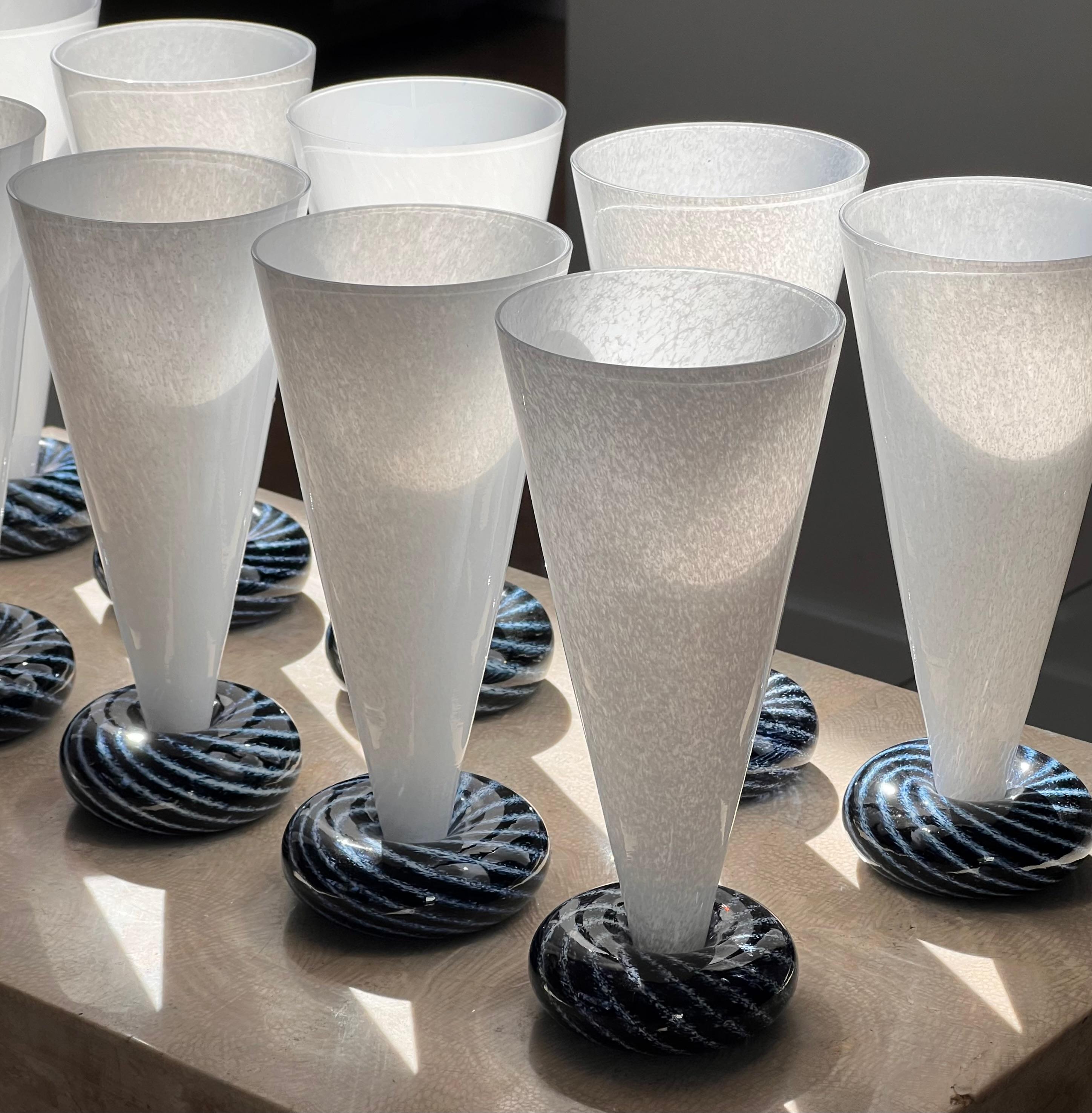 Set of ten art glass champagne flutes by R. Guy Corrie, late 20th century 3