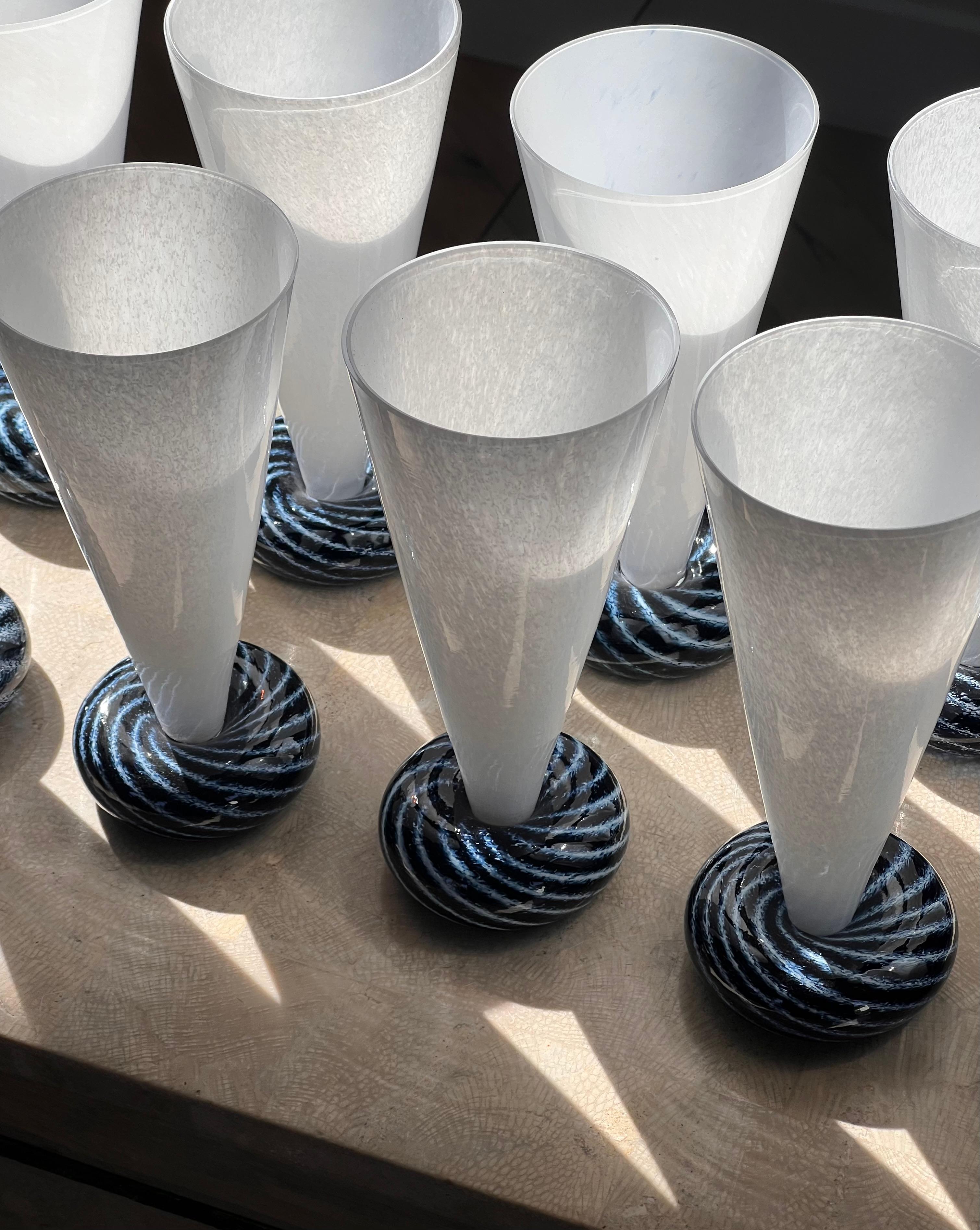 Set of ten art glass champagne flutes by R. Guy Corrie, late 20th century 5