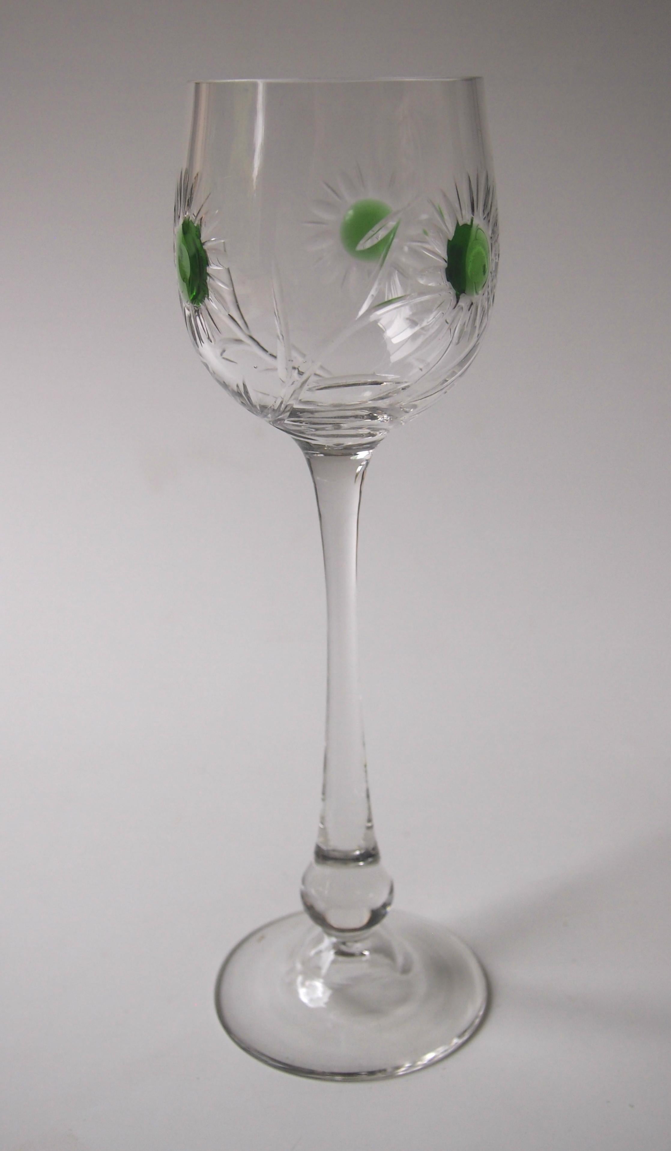 Set of Ten Art Nouveau German Jean Beck Crystal Glass Hock Glasses In Good Condition For Sale In London, GB