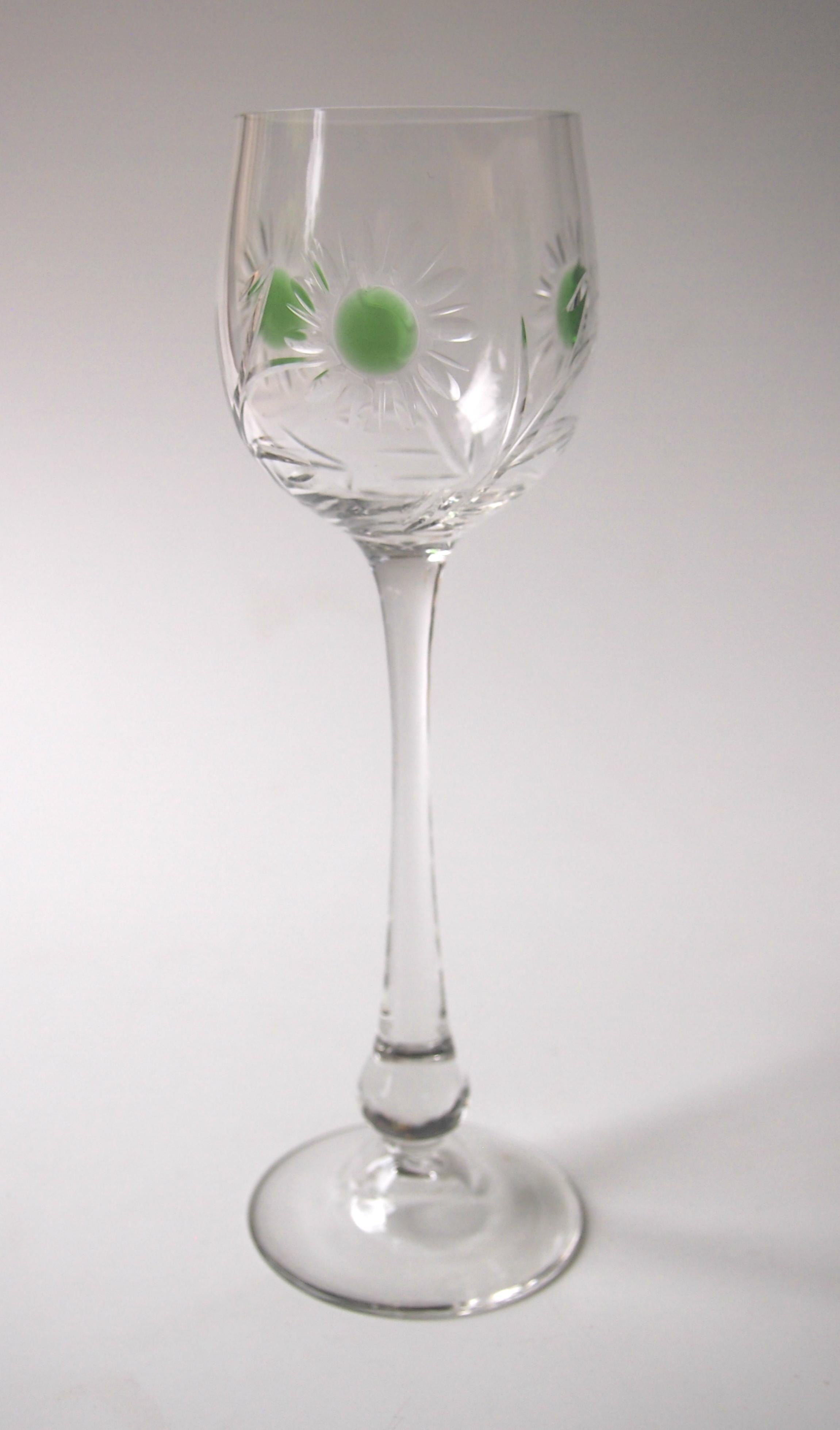 Early 20th Century Set of Ten Art Nouveau German Jean Beck Crystal Glass Hock Glasses For Sale