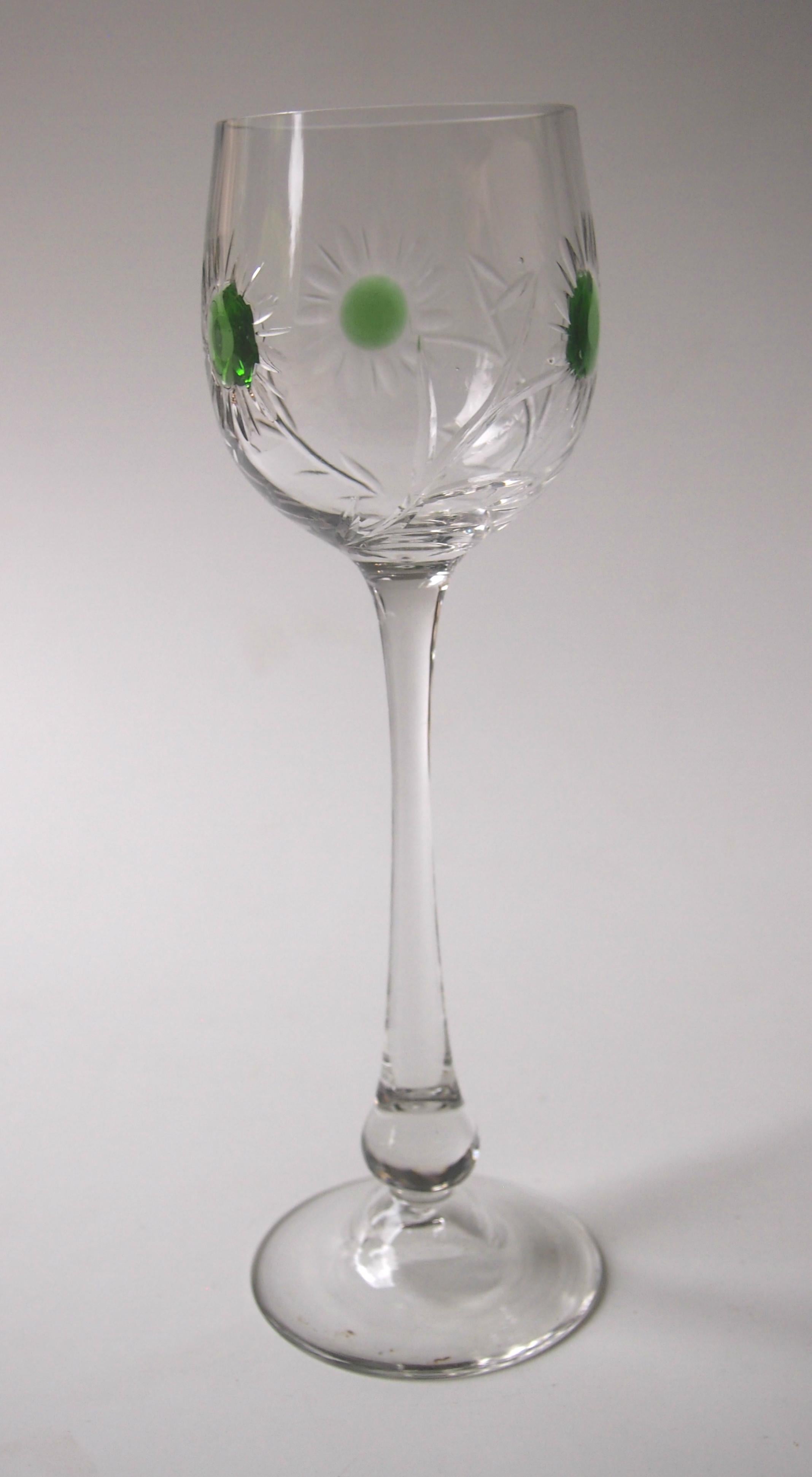 Set of Ten Art Nouveau German Jean Beck Crystal Glass Hock Glasses For Sale 1