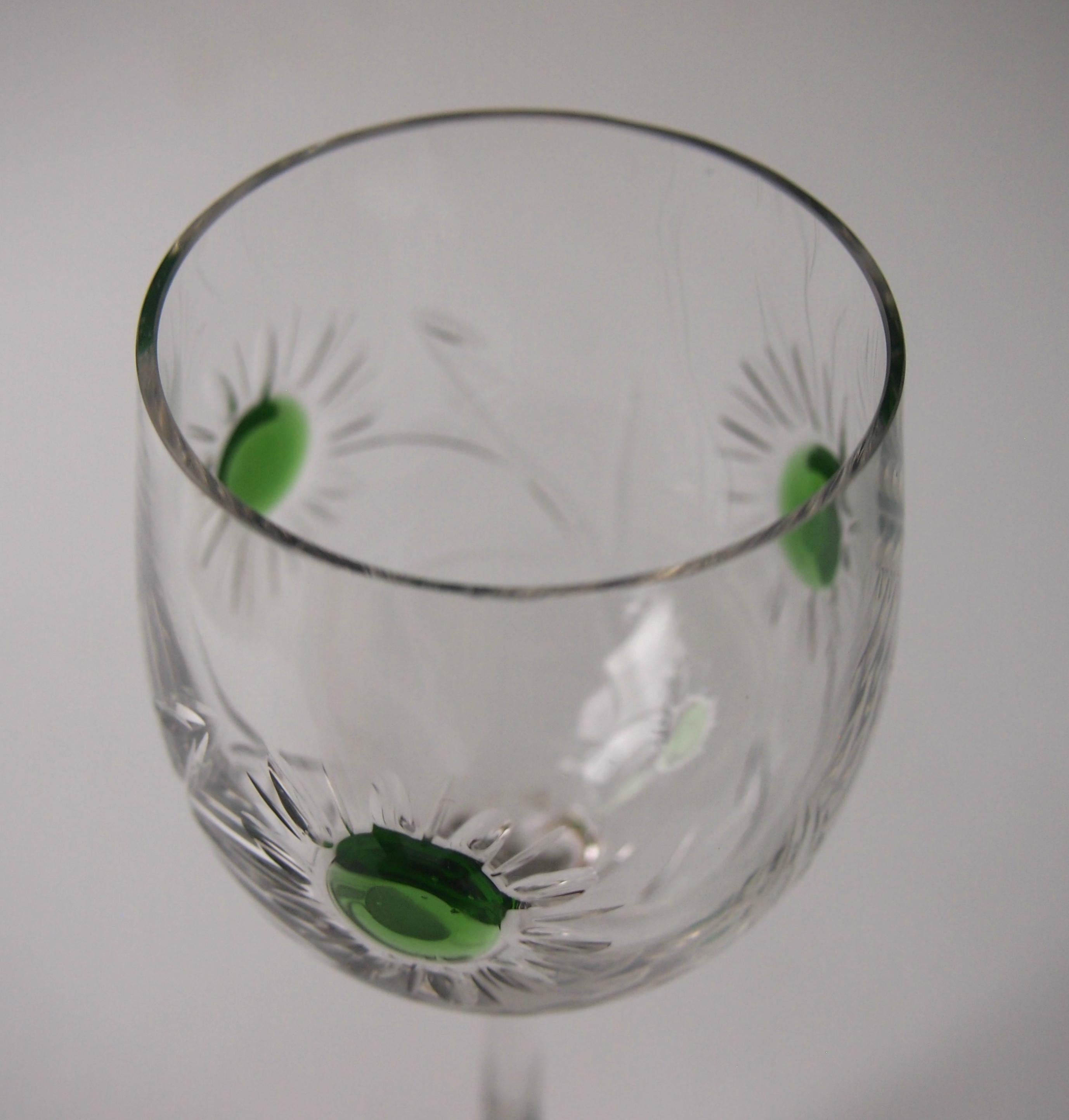 Set of Ten Art Nouveau German Jean Beck Crystal Glass Hock Glasses For Sale 3