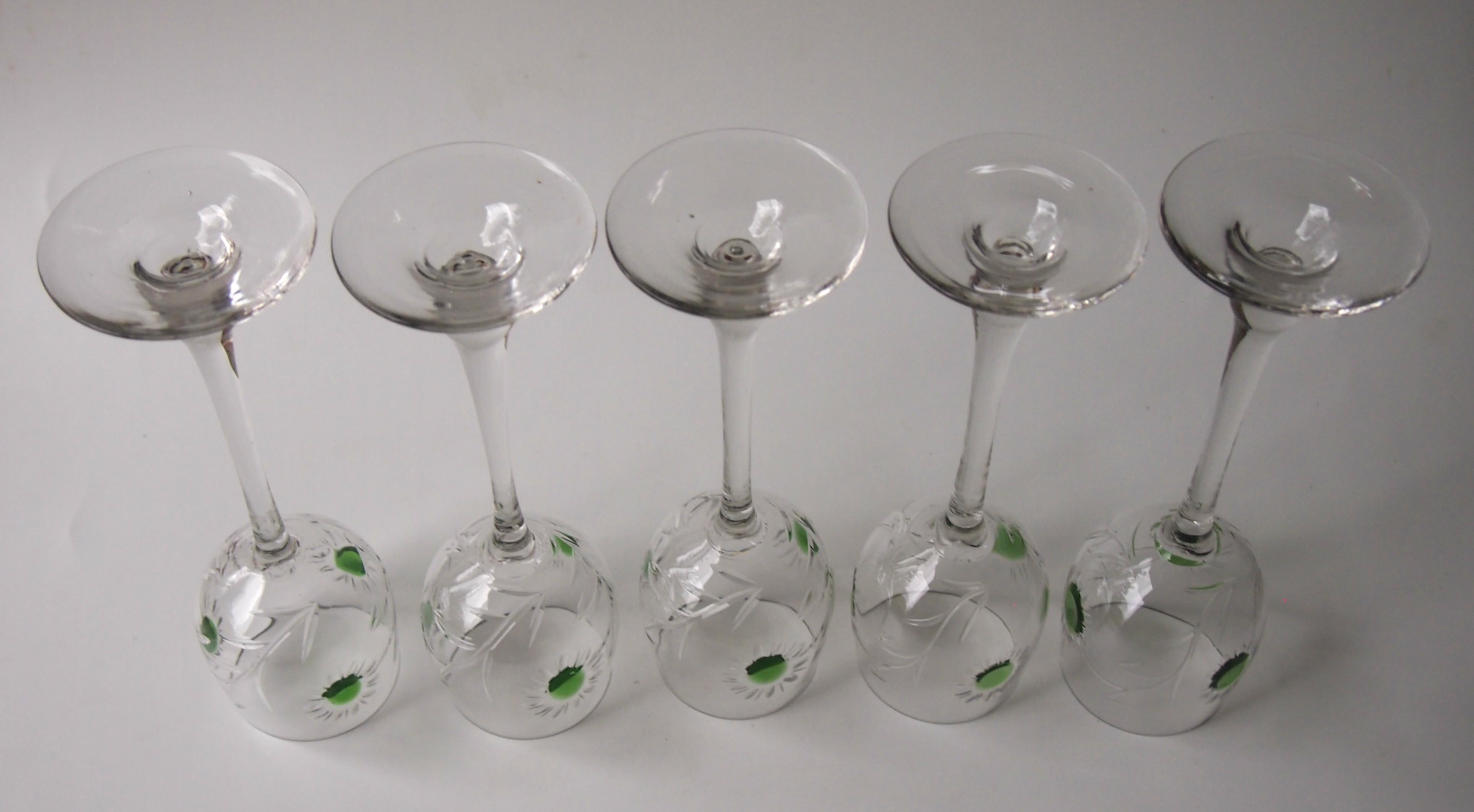 Set of Ten Art Nouveau German Jean Beck Crystal Glass Hock Glasses For Sale 4
