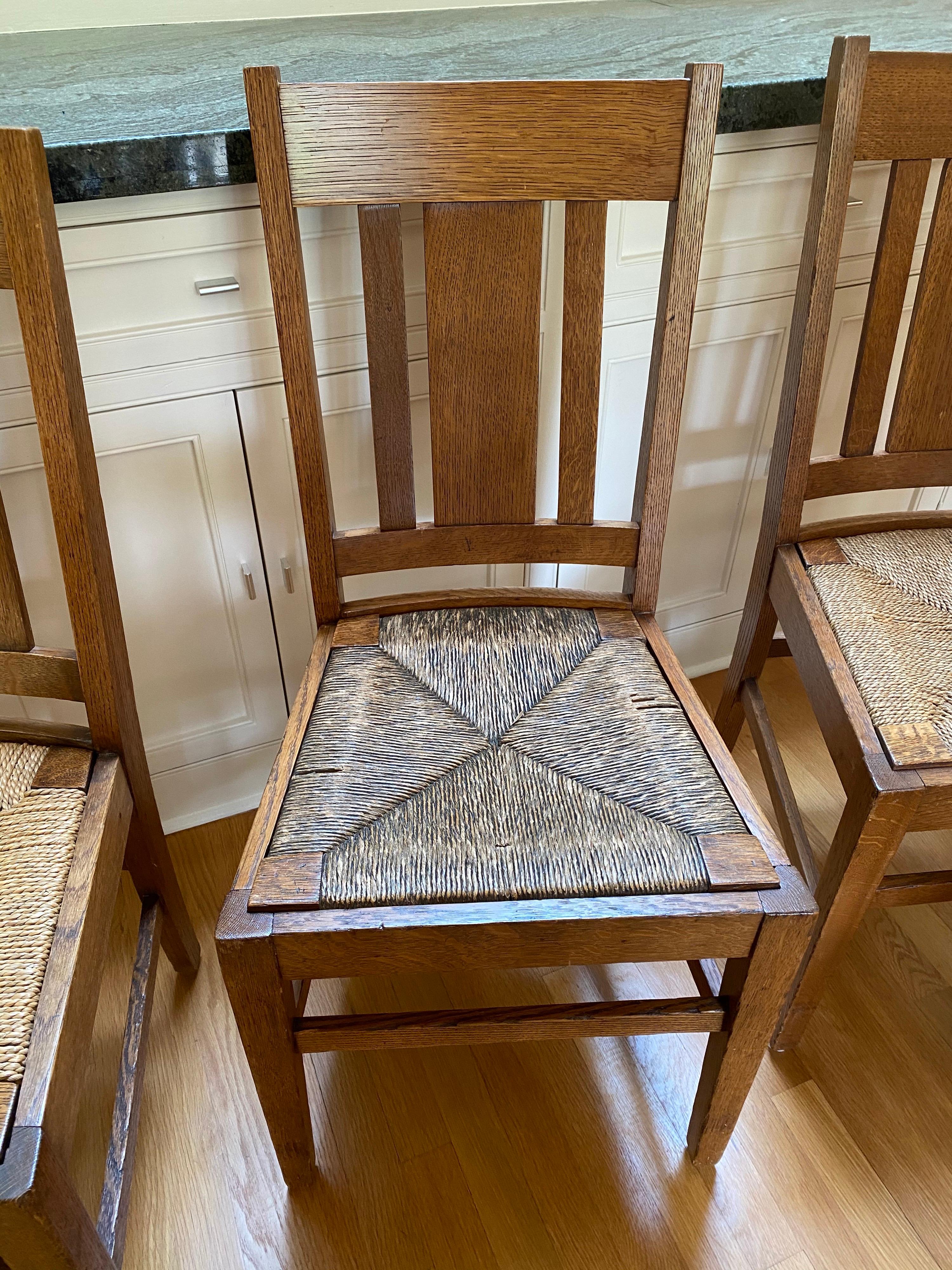 Set of Ten Arts & Crafts Stickley Style Oak Dining Chairs 3
