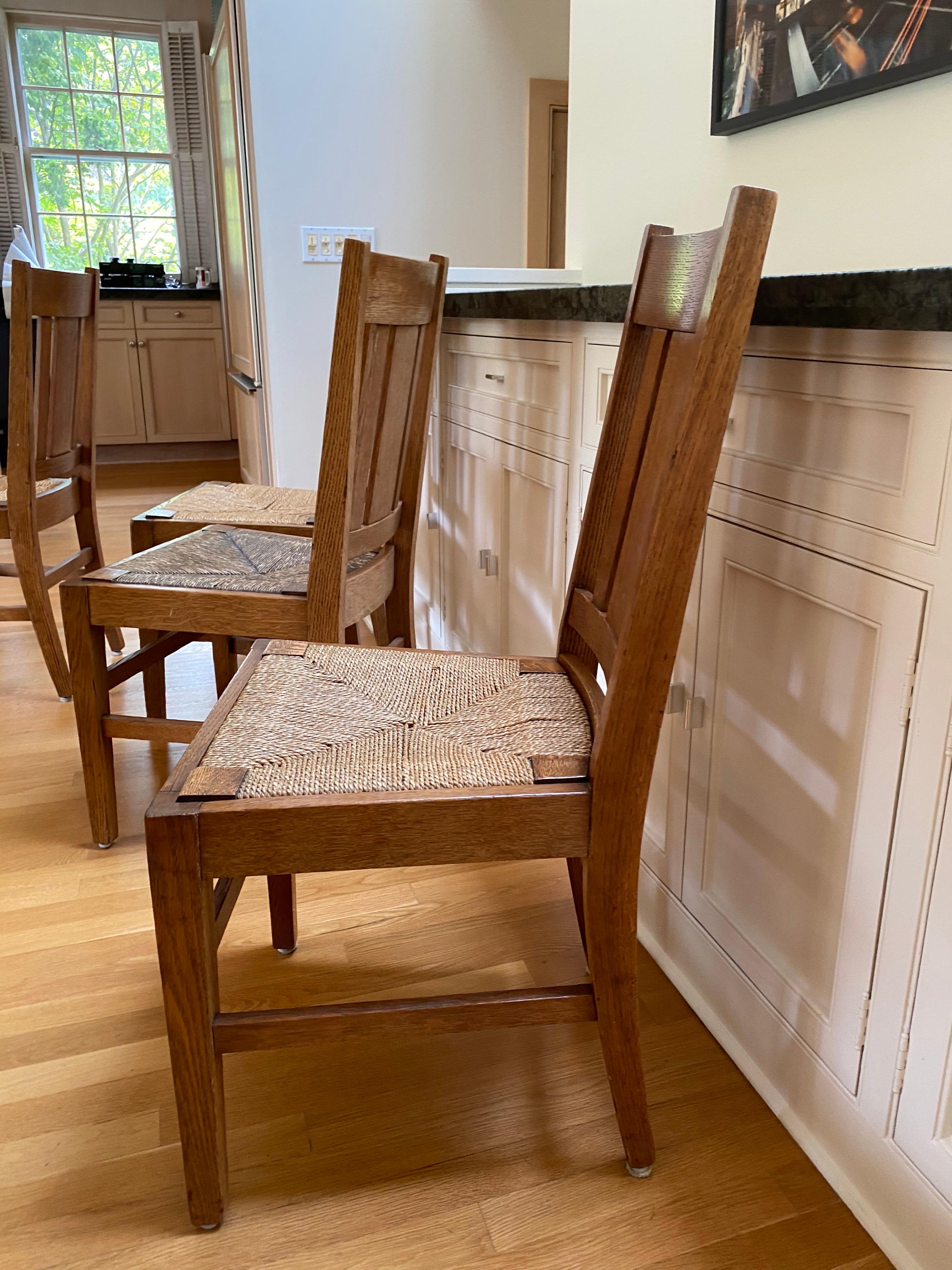 Set of Ten Arts & Crafts Stickley Style Oak Dining Chairs 8