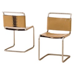 Set of ten B33 Chairs design by Marcel Breuer, Iron and Leather, Brazil, 1980