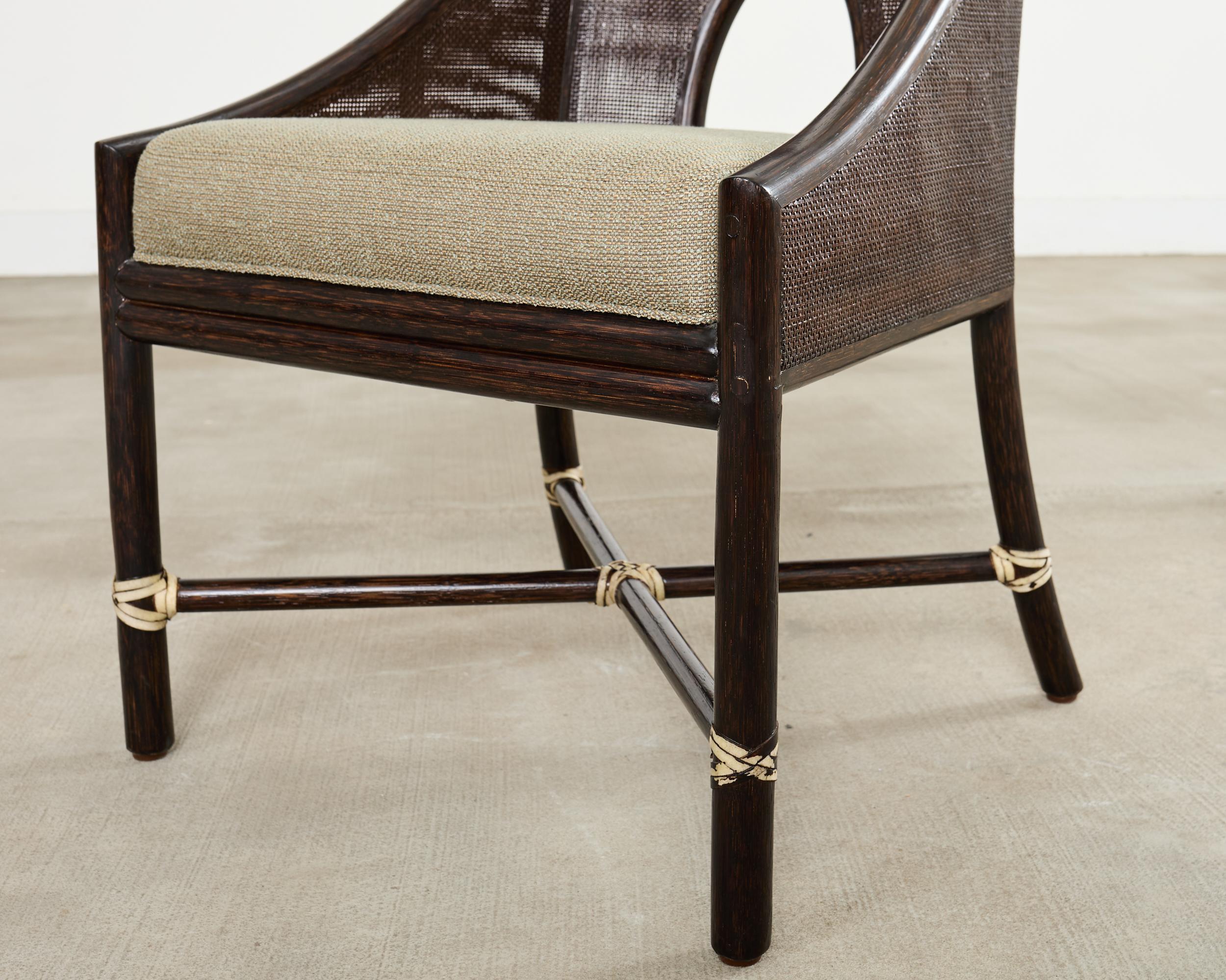 Set of Ten Barbara Barry for McGuire Caned Dining Armchairs en vente 6
