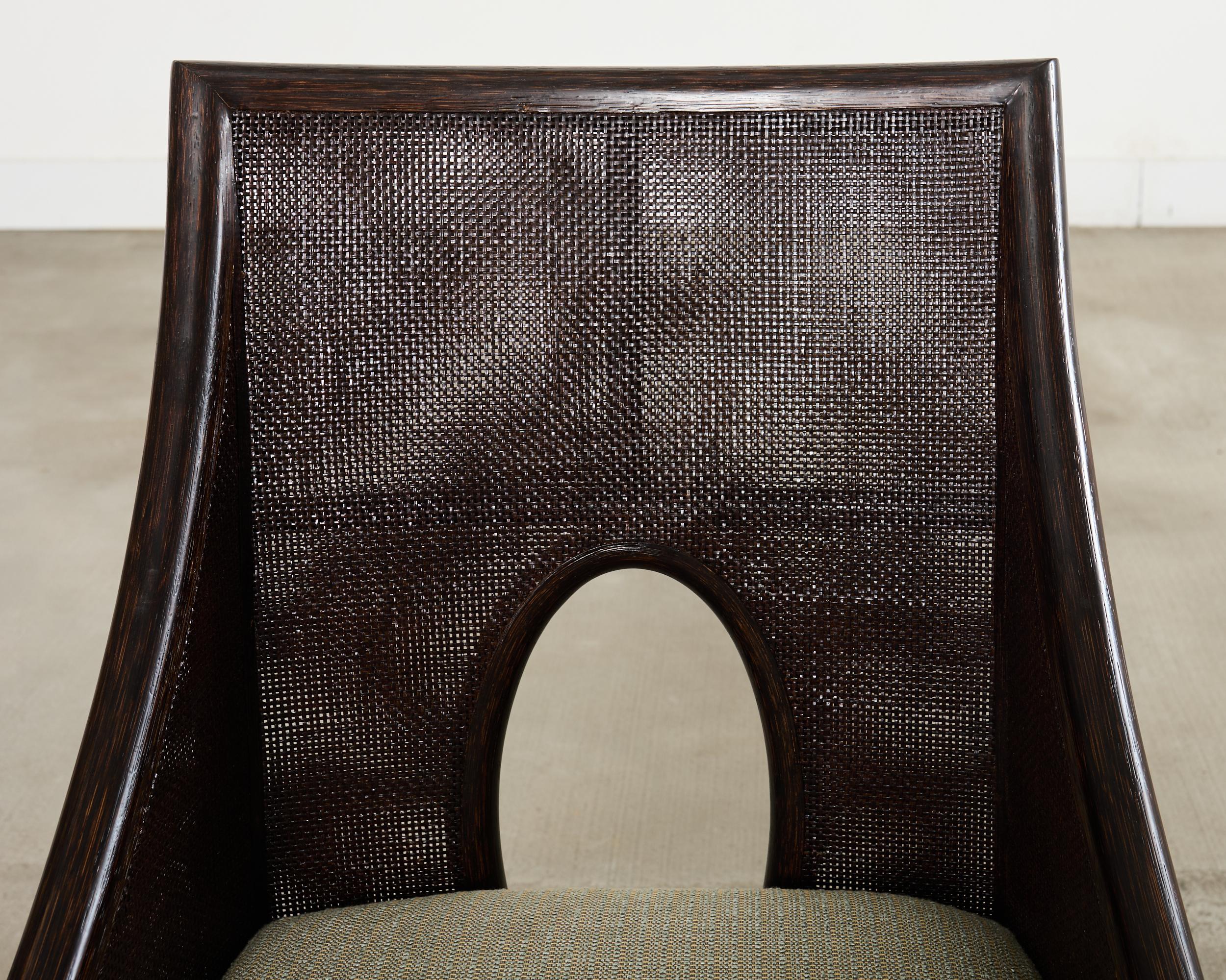 Set of Ten Barbara Barry for McGuire Caned Dining Armchairs en vente 7