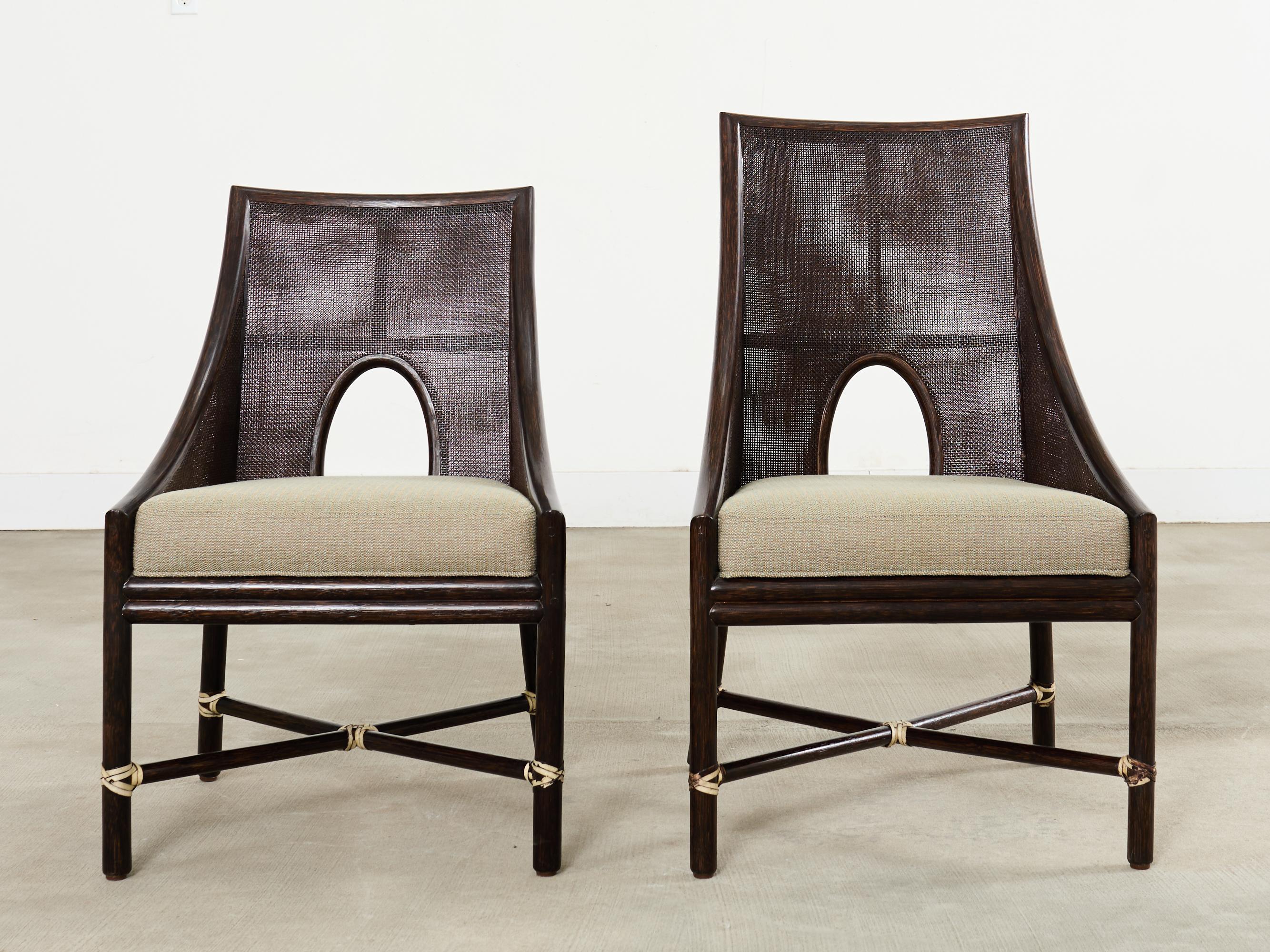 Set of Ten Barbara Barry for McGuire Caned Dining Armchairs en vente 10