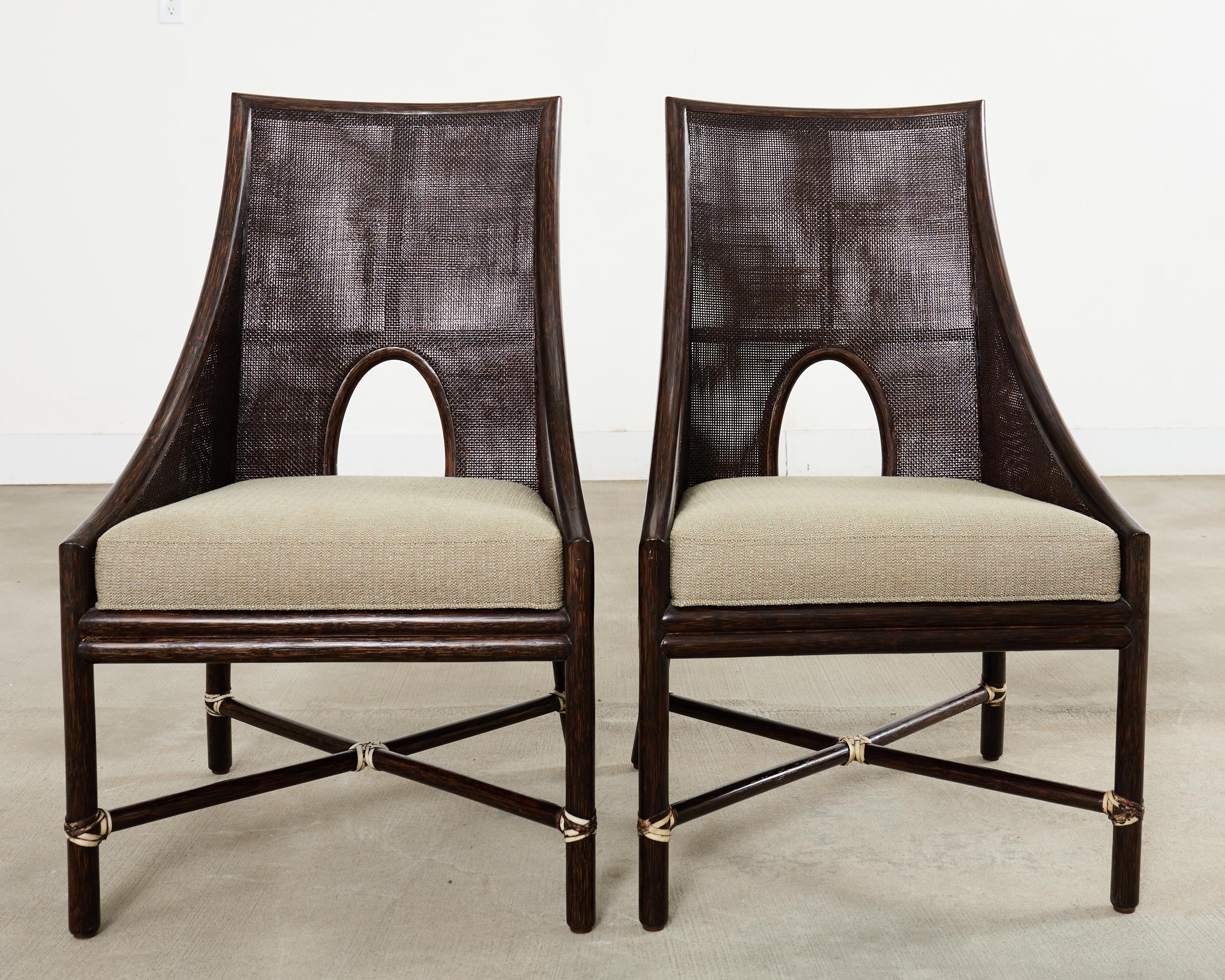 Set of Ten Barbara Barry for McGuire Caned Dining Armchairs en vente 12