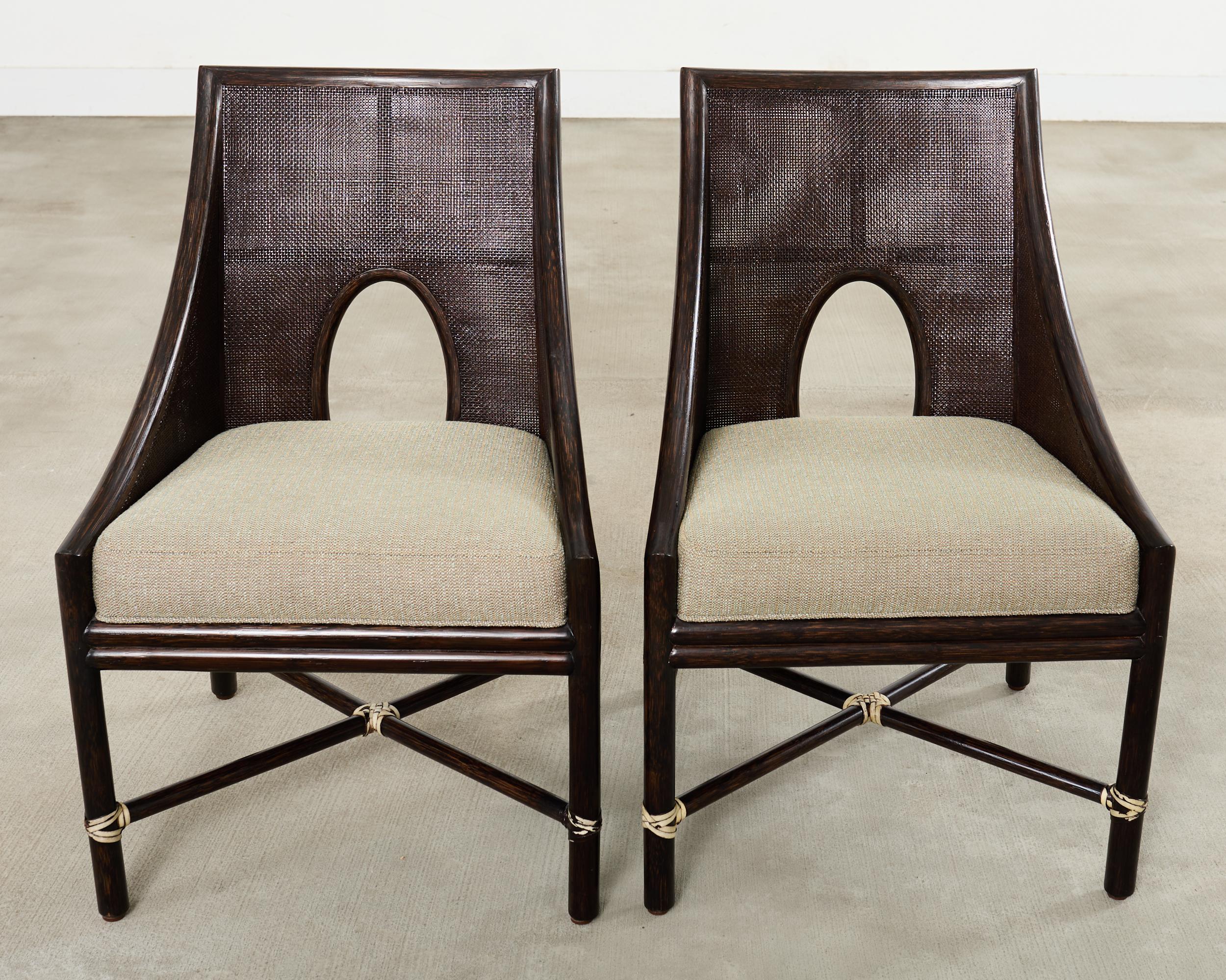 Organique Set of Ten Barbara Barry for McGuire Caned Dining Armchairs en vente