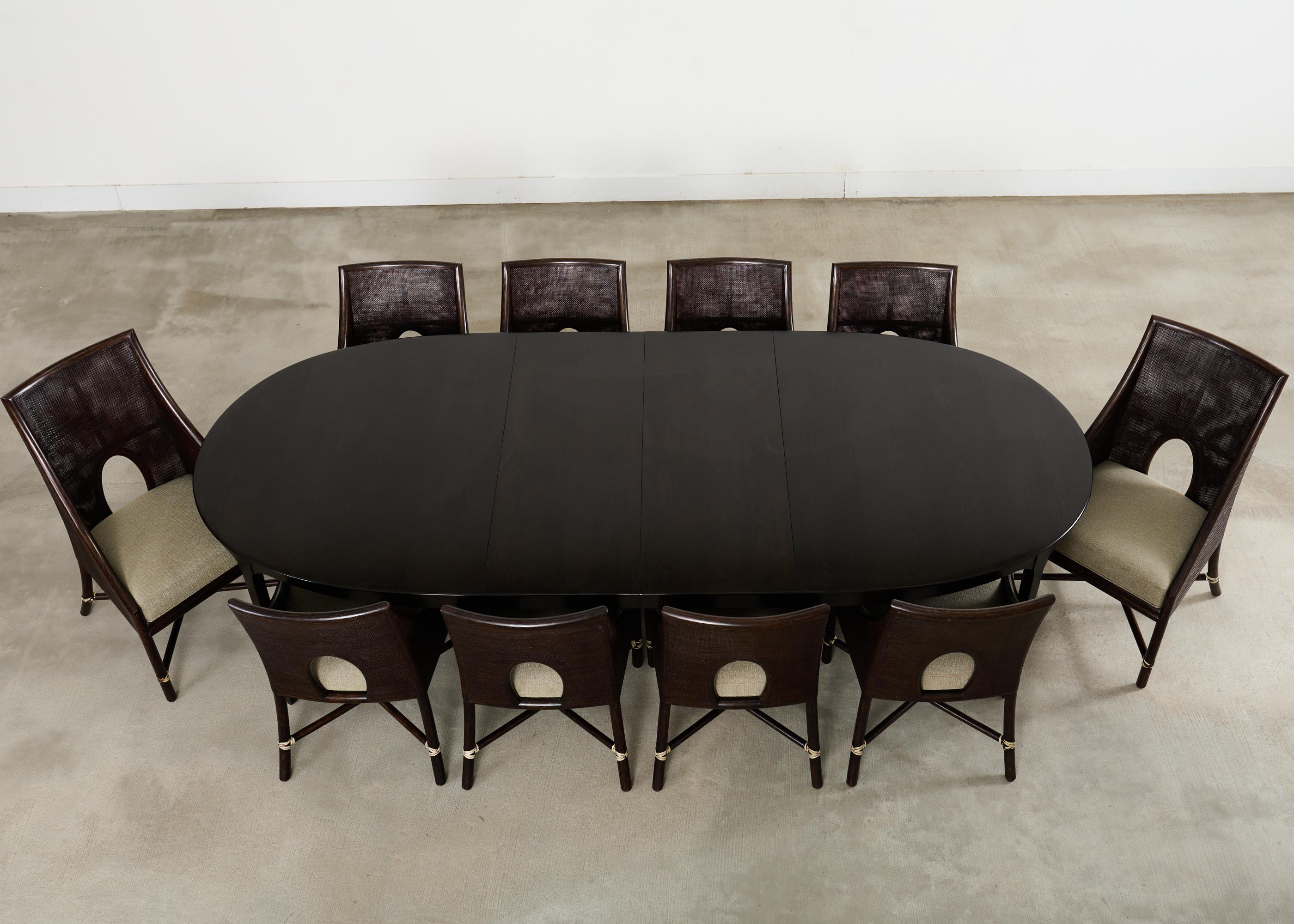 Américain Set of Ten Barbara Barry for McGuire Caned Dining Armchairs en vente