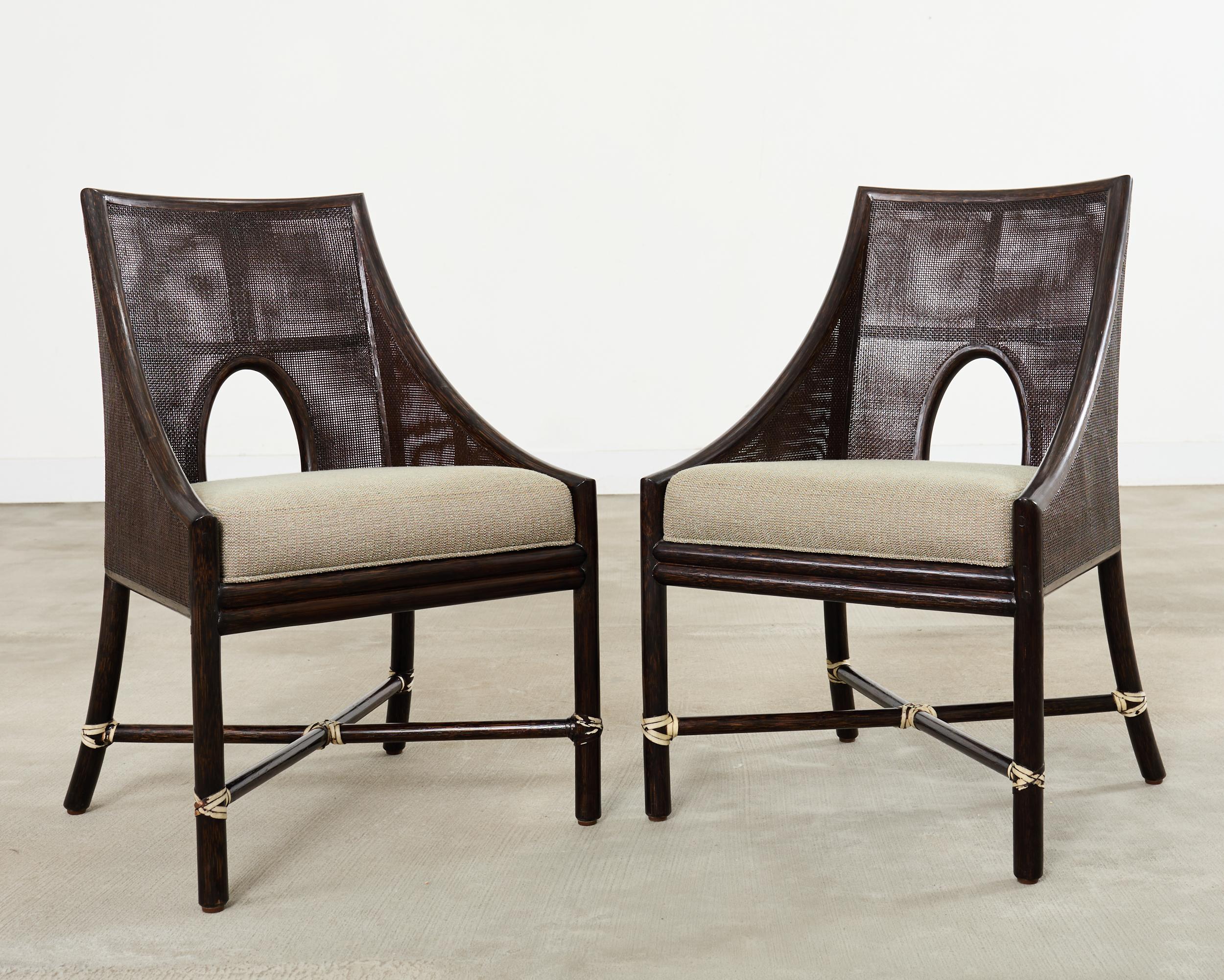 Fait main Set of Ten Barbara Barry for McGuire Caned Dining Armchairs en vente