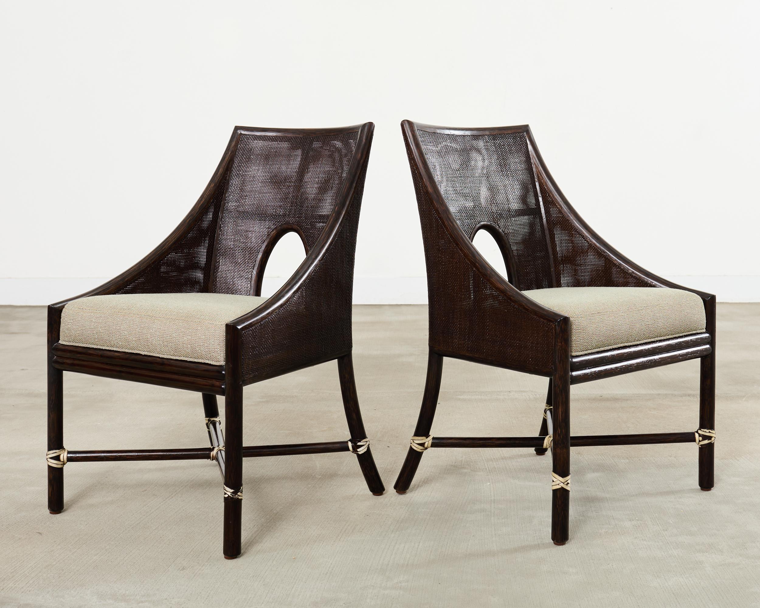 Set of Ten Barbara Barry for McGuire Caned Dining Armchairs Bon état - En vente à Rio Vista, CA