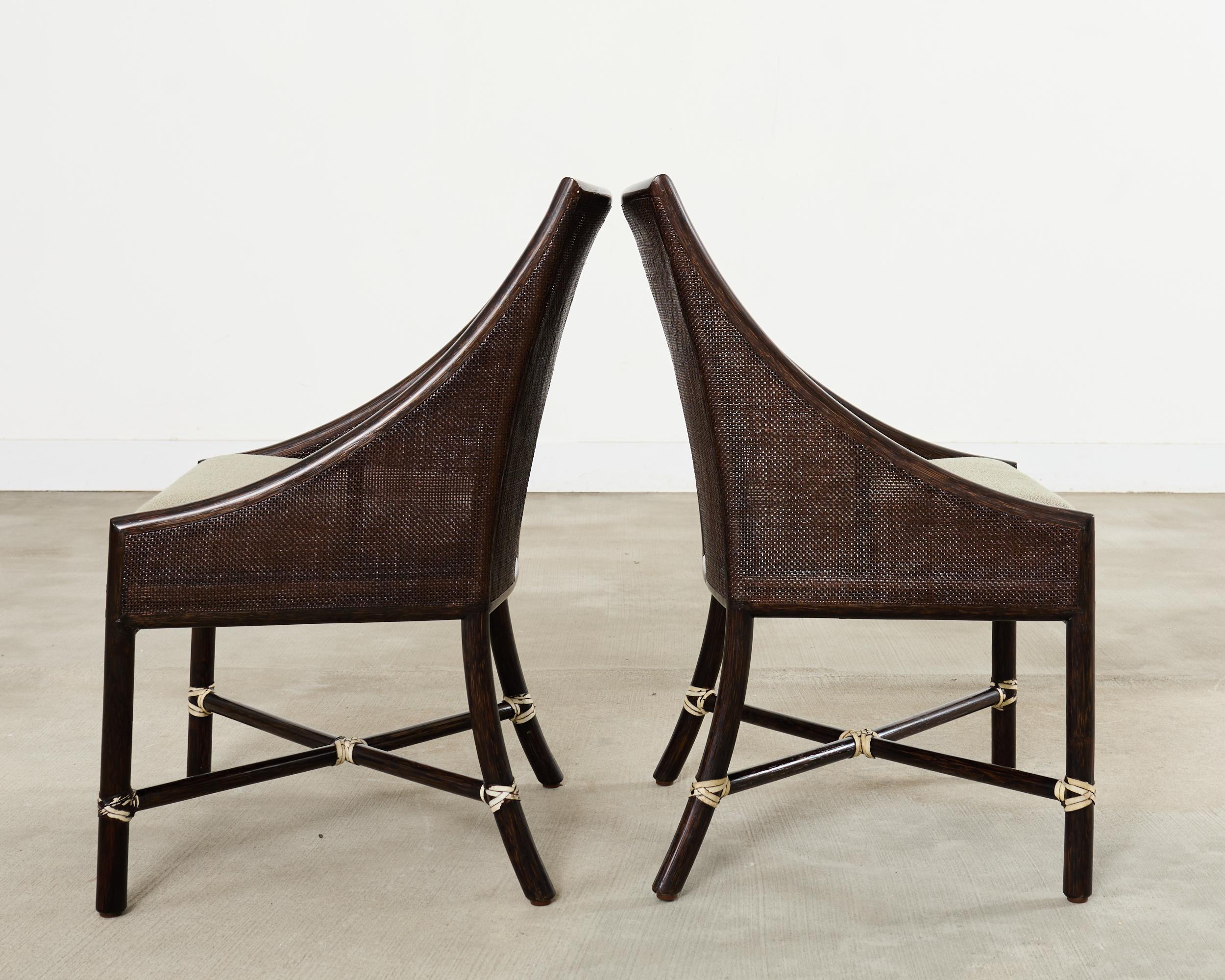Set of Ten Barbara Barry for McGuire Caned Dining Armchairs en vente 1