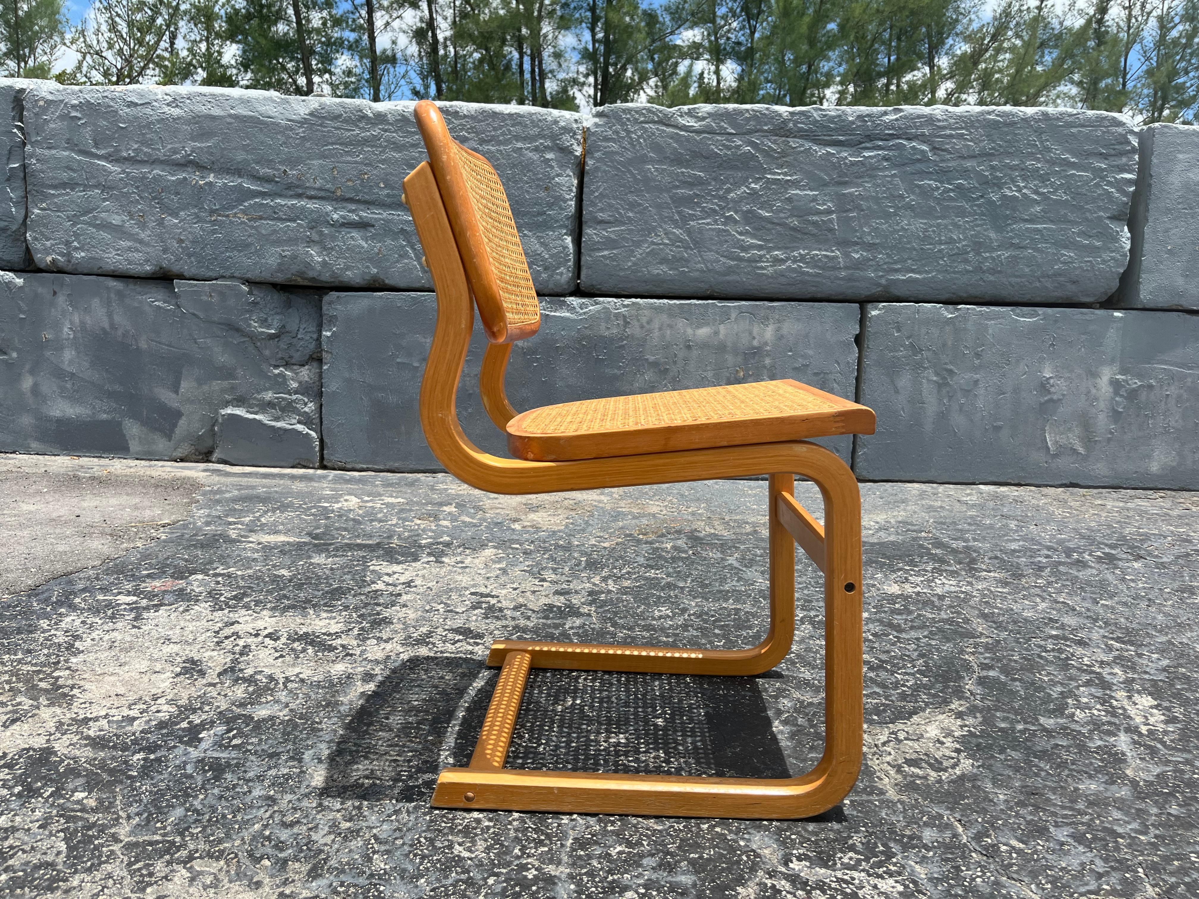 Set of Ten Bentwood Dining Chairs in the style of Marcel Breuer, 1970s, Cane For Sale 7