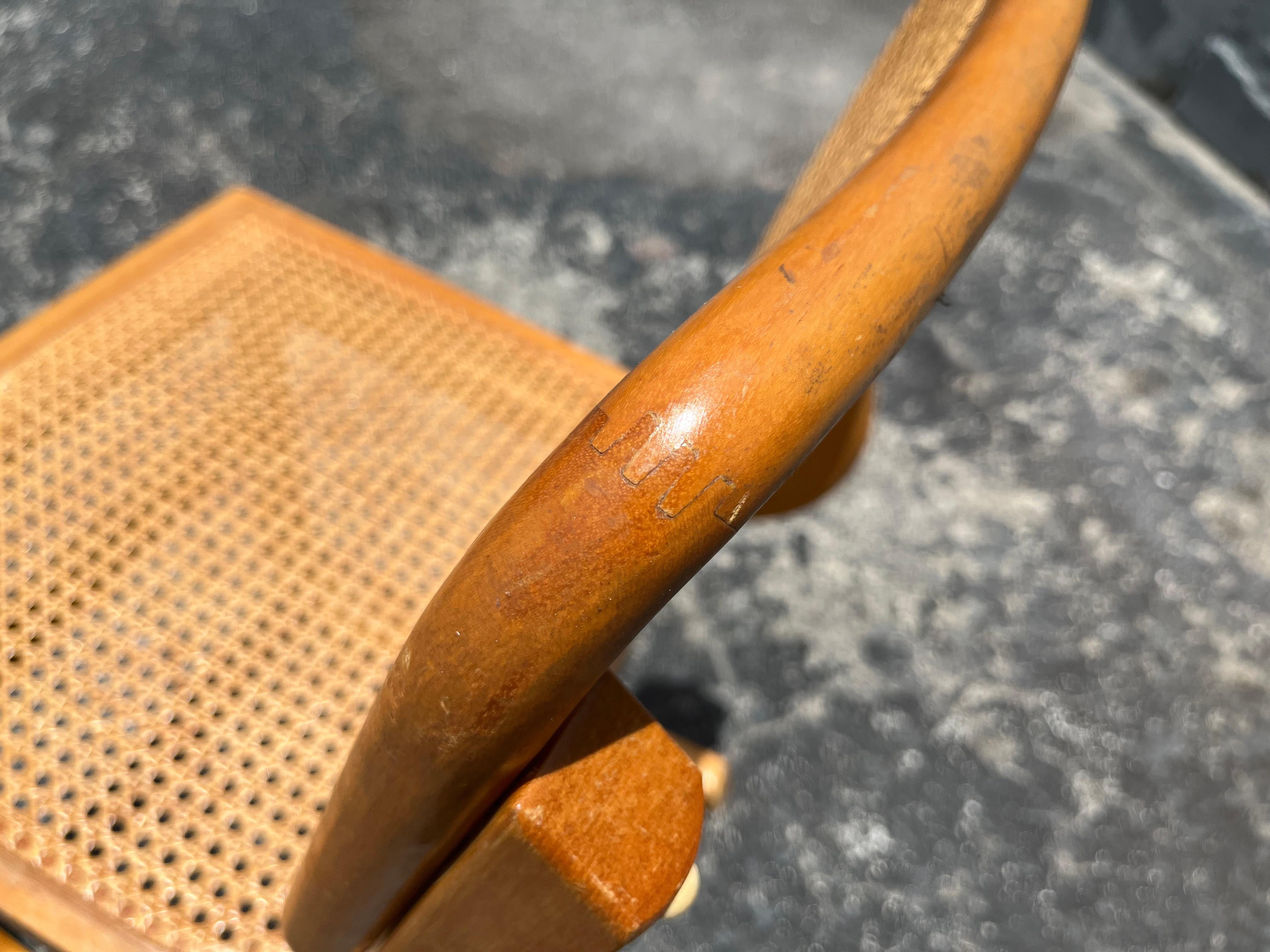 Set of Ten Bentwood Dining Chairs in the style of Marcel Breuer, 1970s, Cane For Sale 8