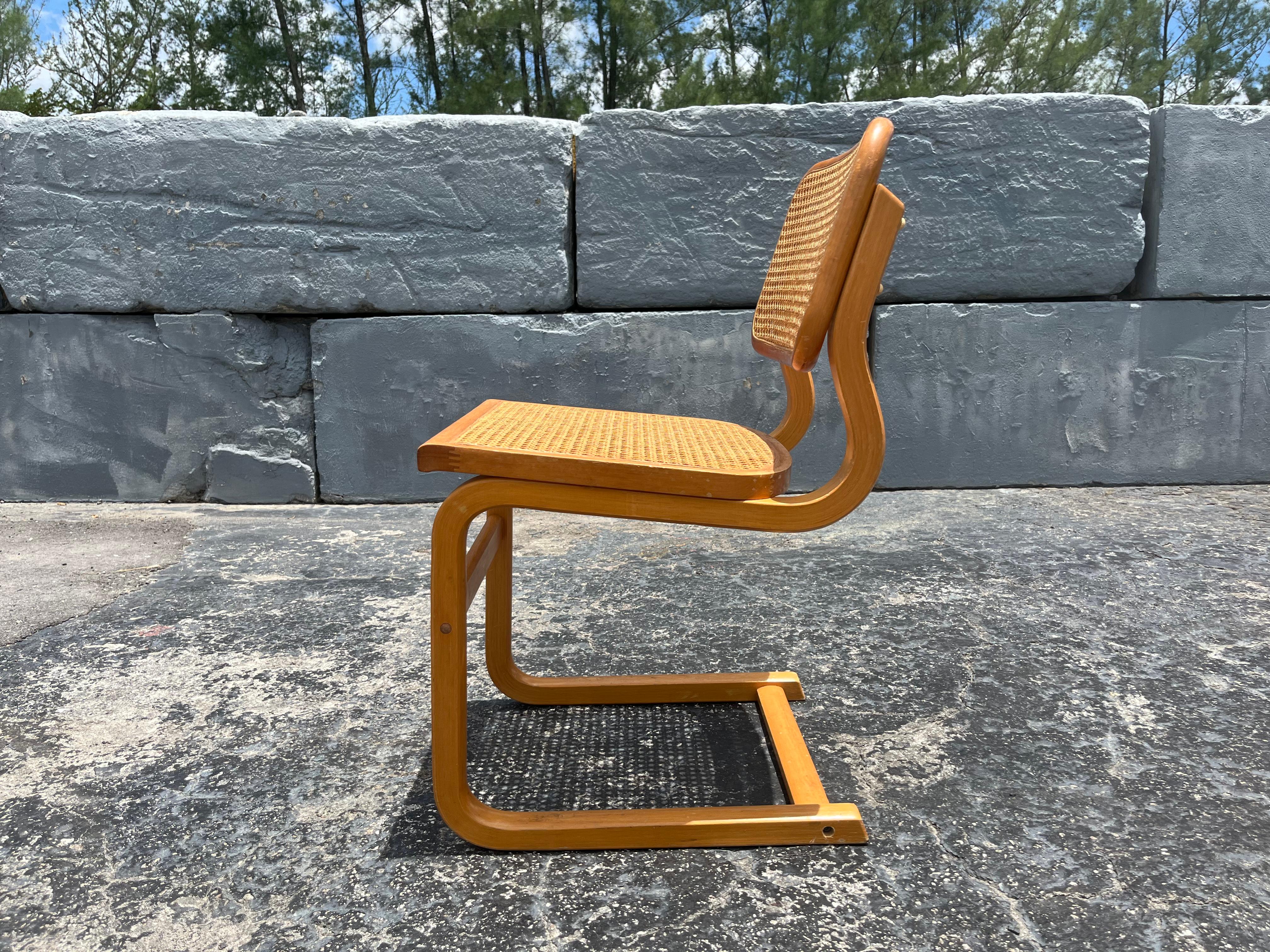 Set of Ten Bentwood Dining Chairs in the style of Marcel Breuer, 1970s, Cane For Sale 11