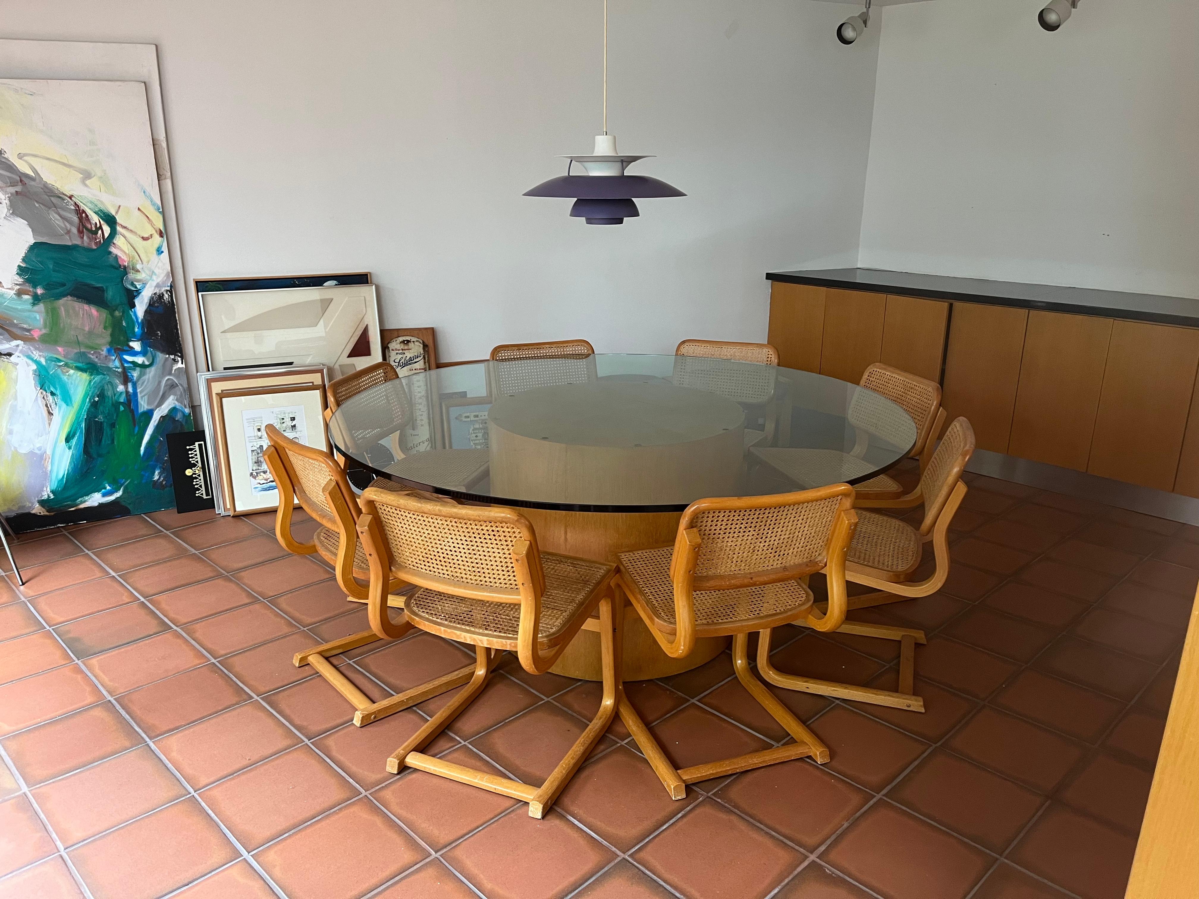 Set of Ten Bentwood Dining Chairs in the style of Marcel Breuer, 1970s, Cane For Sale 13