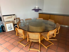 Set of Ten Bentwood Dining Chairs in the style of Marcel Breuer, 1970s, Cane