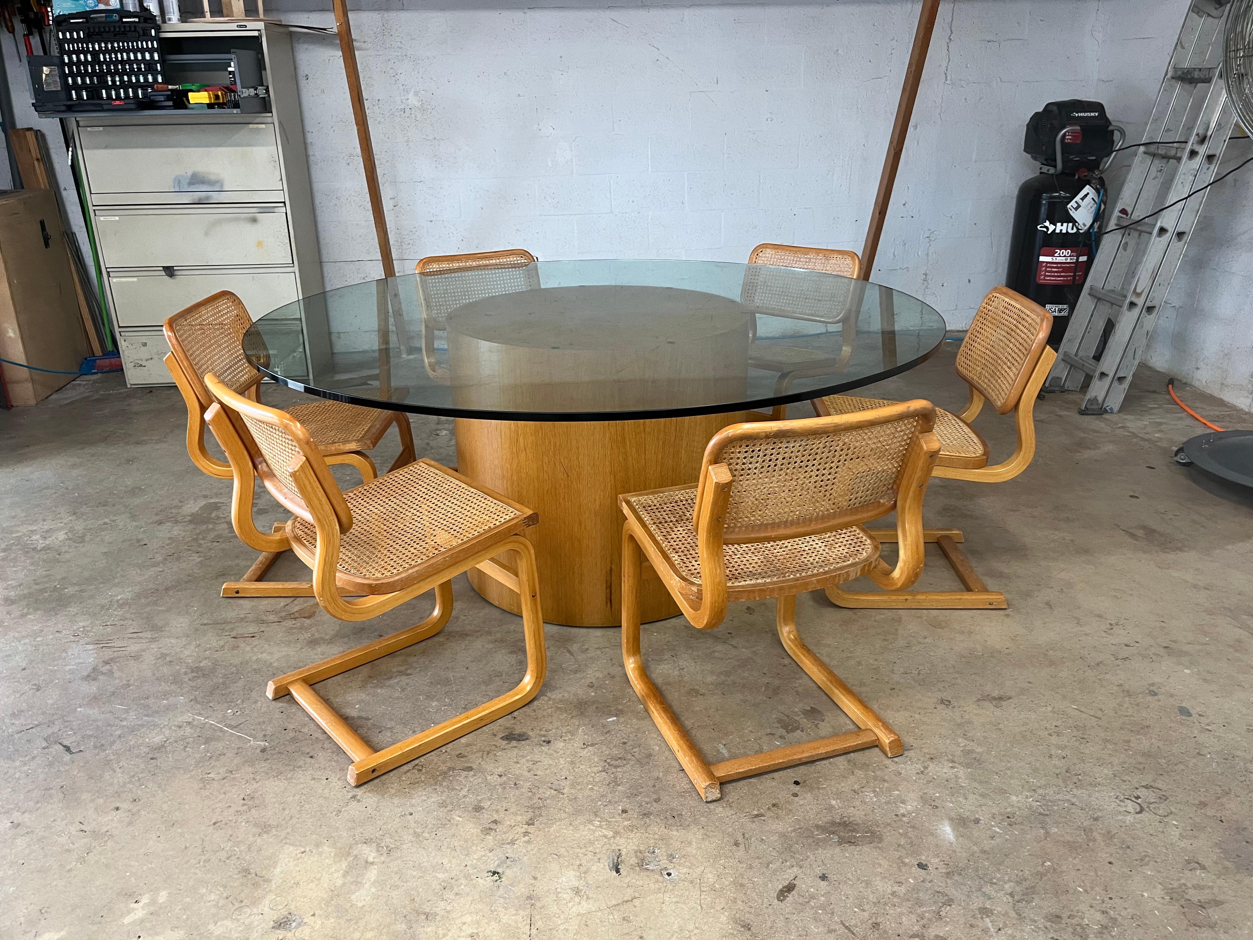 Set of Ten Bentwood Dining Chairs in the style of Marcel Breuer, 1970s, Cane For Sale 14