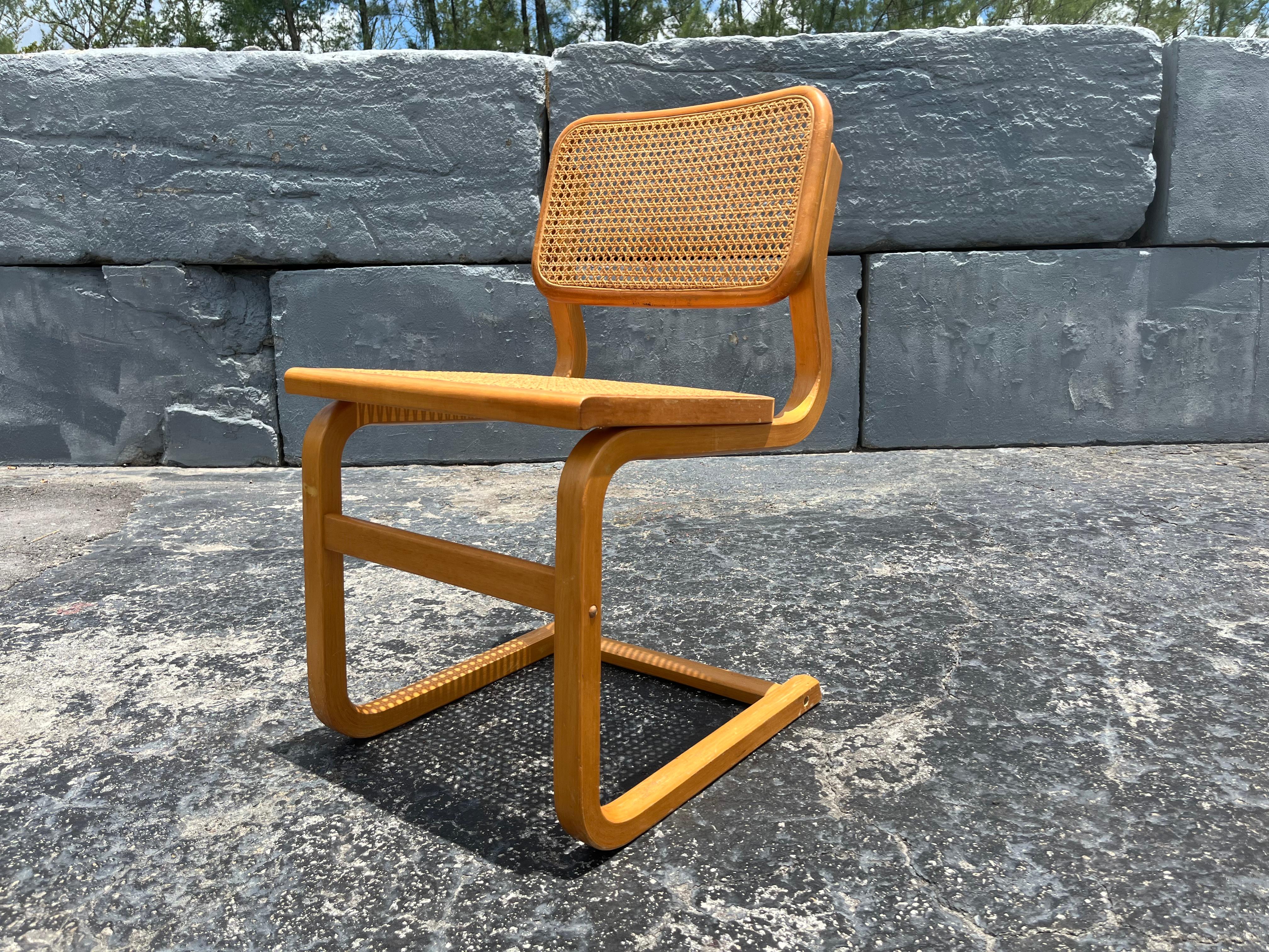 Set of Ten Bentwood Dining Chairs in the style of Marcel Breuer, 1970s, Cane For Sale 3