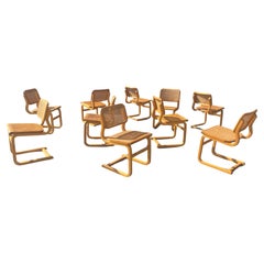 Satz von zehn Esszimmerstühlen aus Bugholz im Stil von Marcel Breuer, 1970er Jahre, Rohr