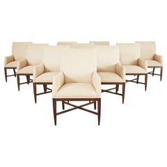 Set of Ten Bespoke Modern Hardwood Dining Armchairs