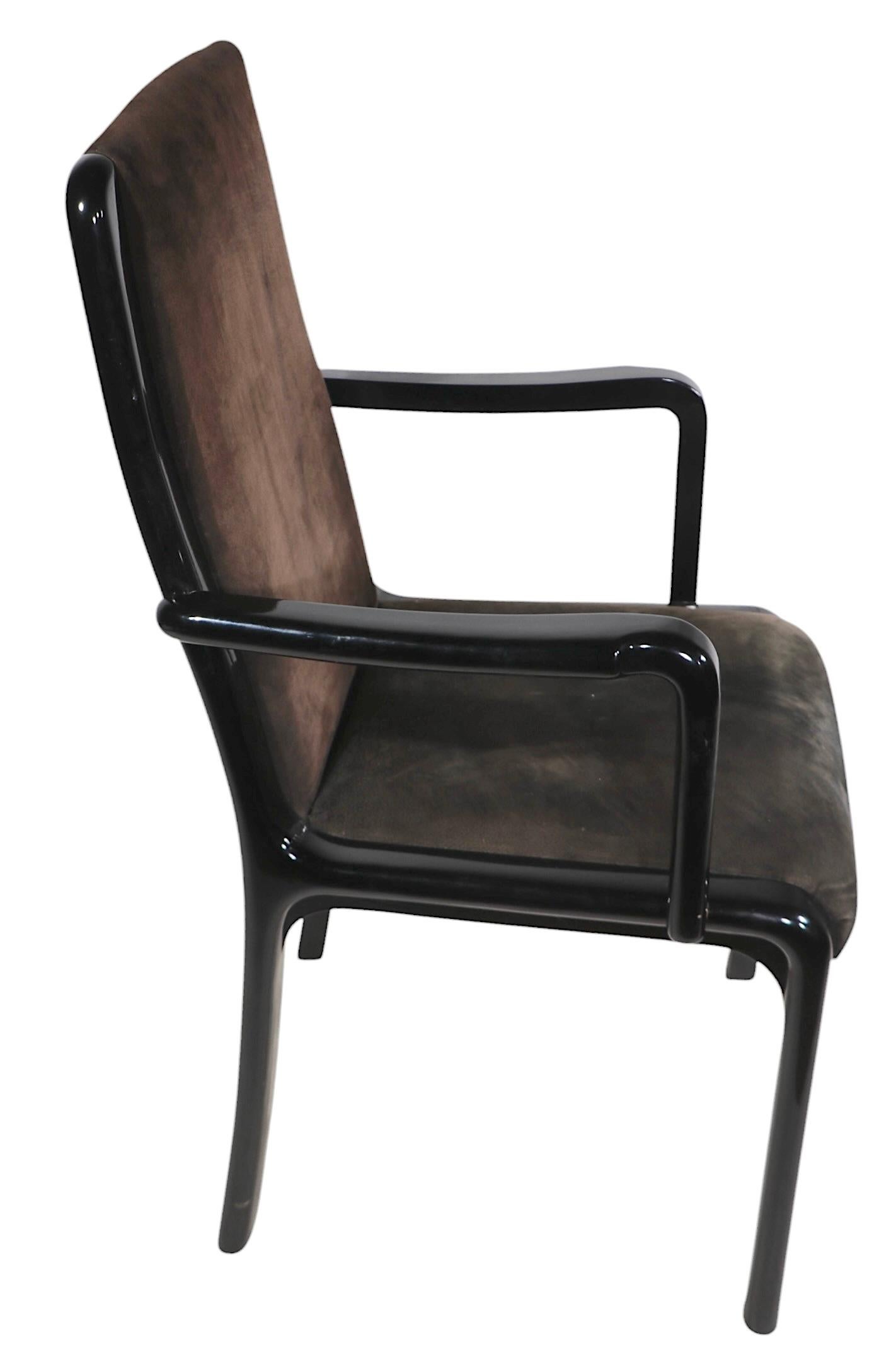 Set of Ten Black Lacquer Postmodern Italian Dining Chairs by Paolo Barracchia For Sale 10