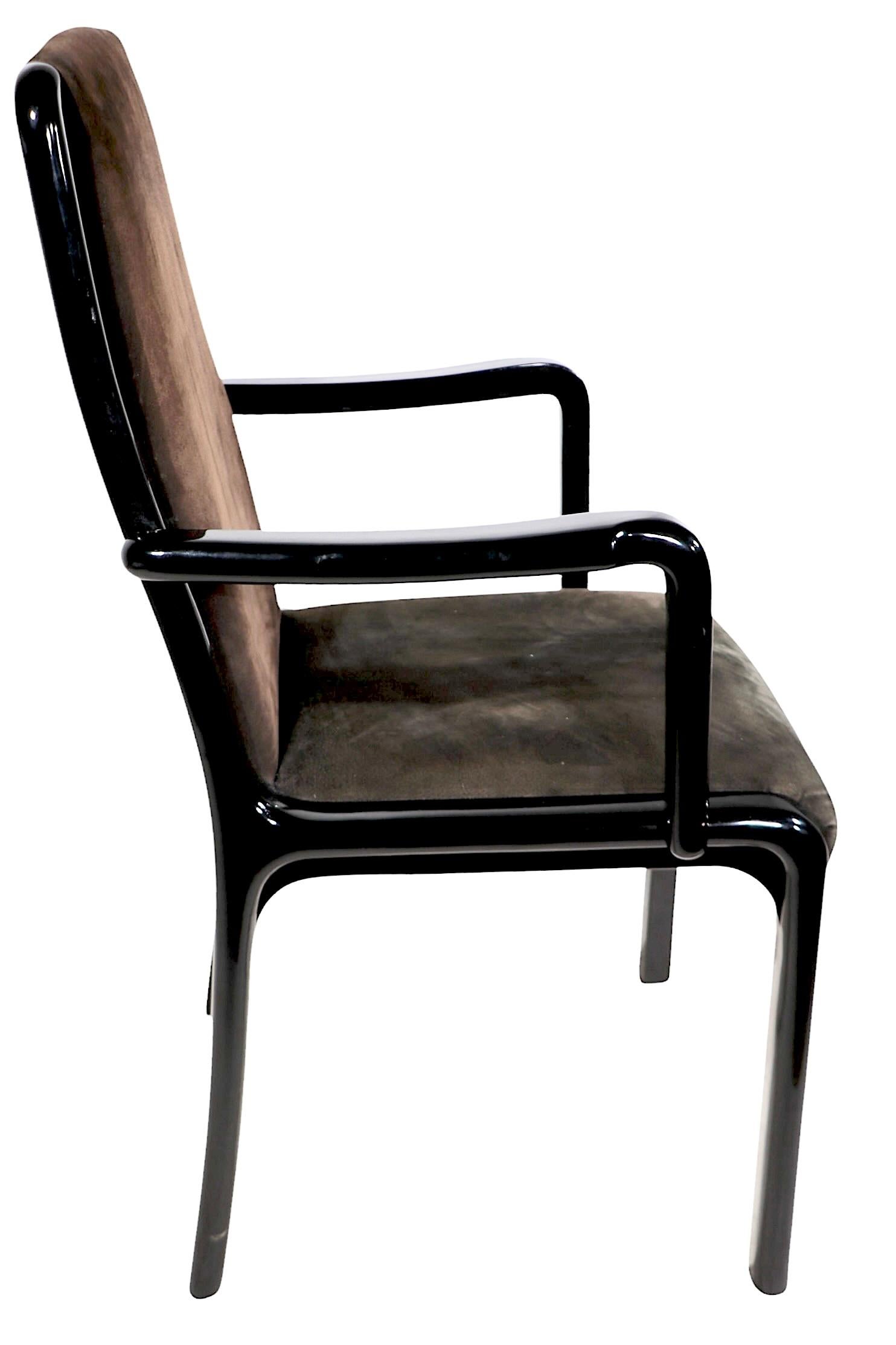 Set of Ten Black Lacquer Postmodern Italian Dining Chairs by Paolo Barracchia In Good Condition For Sale In New York, NY