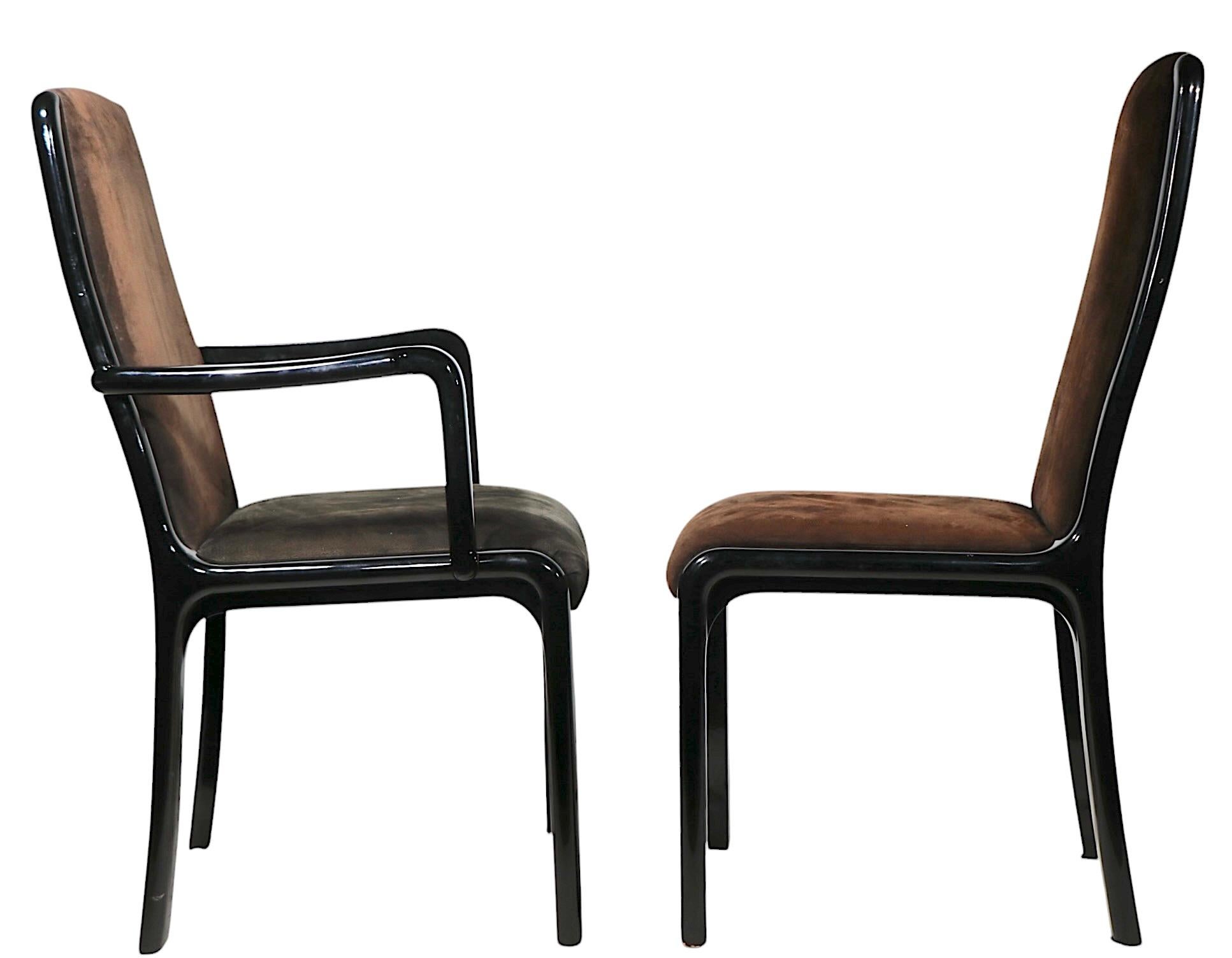 20th Century Set of Ten Black Lacquer Postmodern Italian Dining Chairs by Paolo Barracchia For Sale