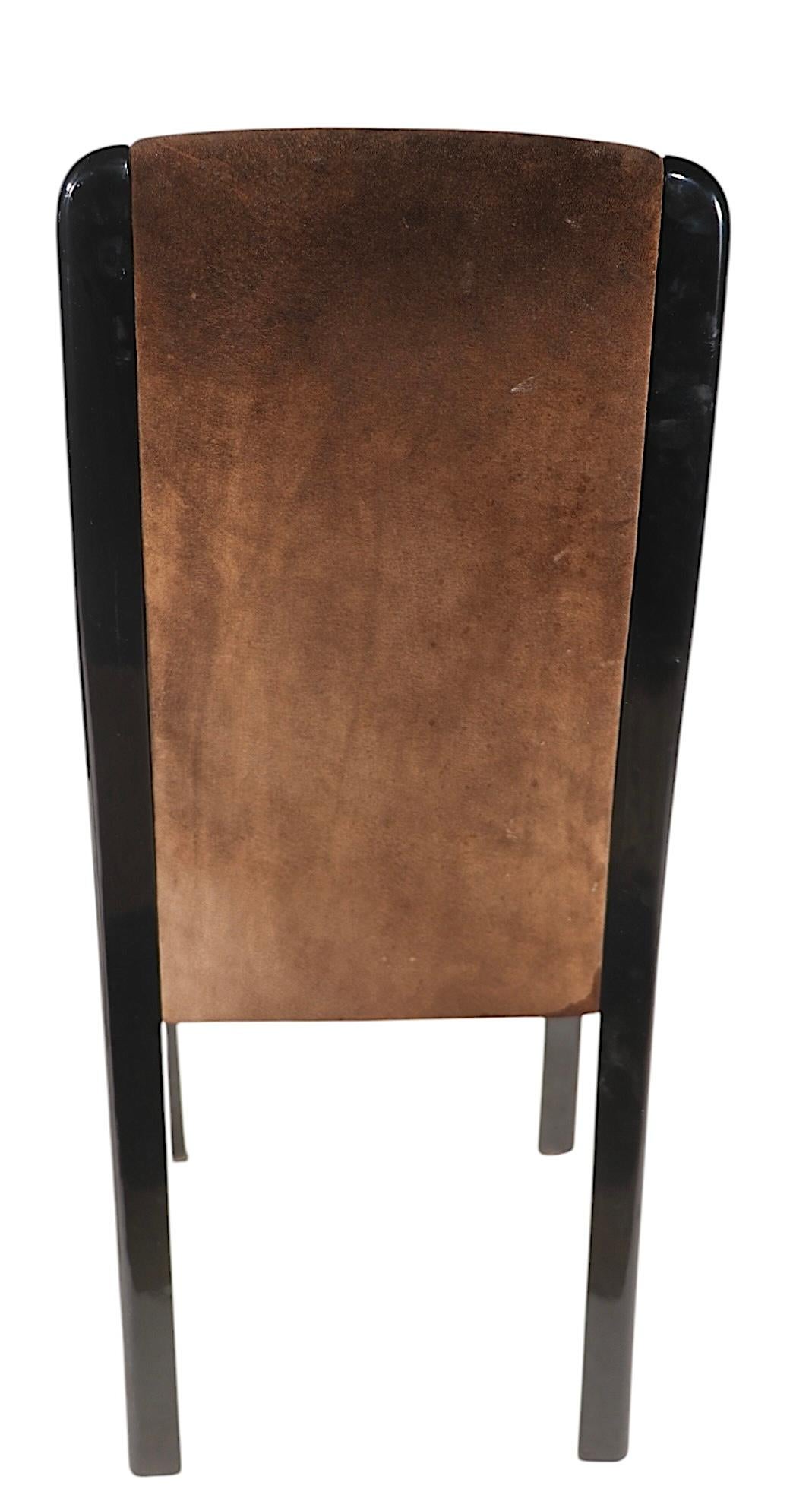 Set of Ten Black Lacquer Postmodern Italian Dining Chairs by Paolo Barracchia For Sale 3