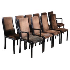 Set of Ten Black Lacquer Postmodern Italian Dining Chairs by Paolo Barracchia