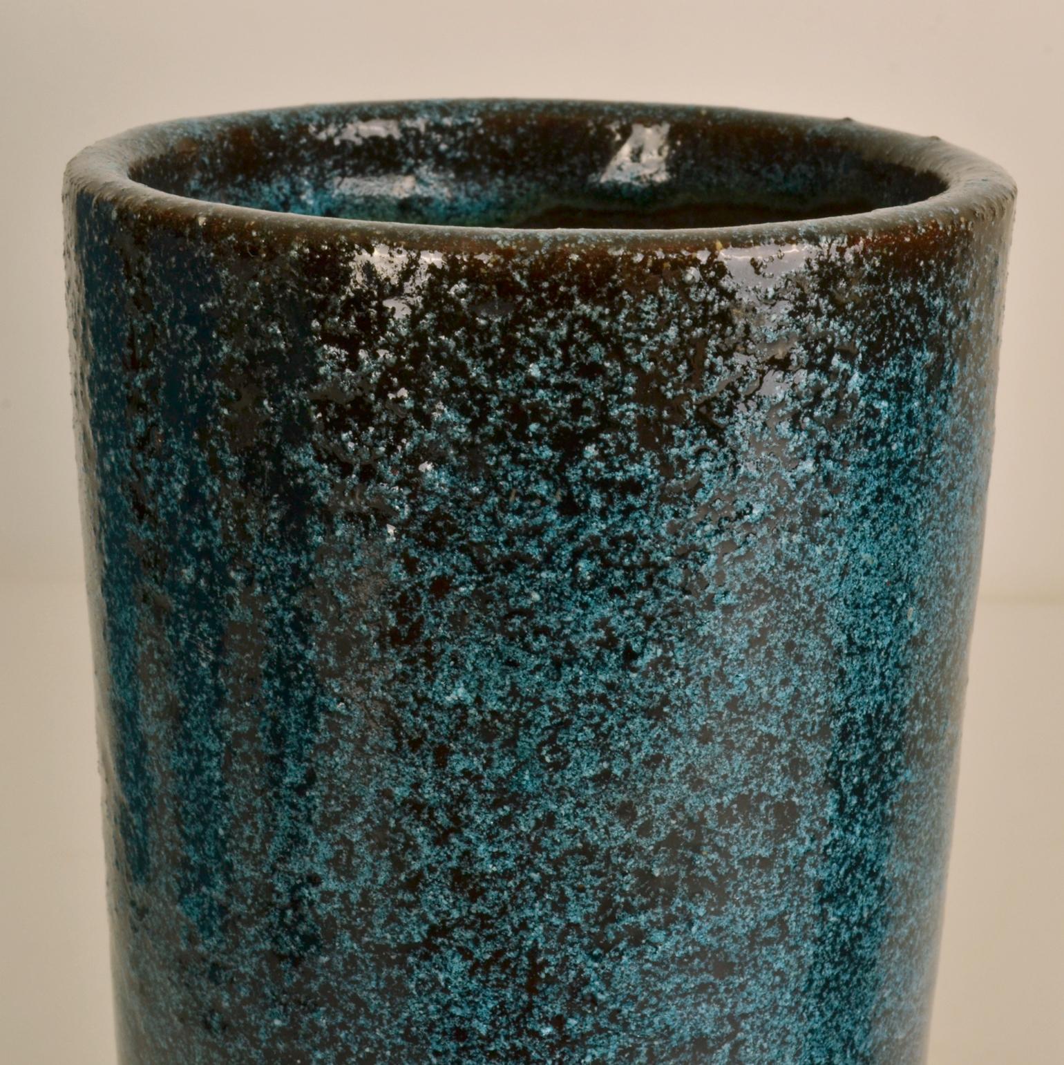 Set of Ten Blue Ceramic Cylinder Vases by Groeneveldt For Sale 1